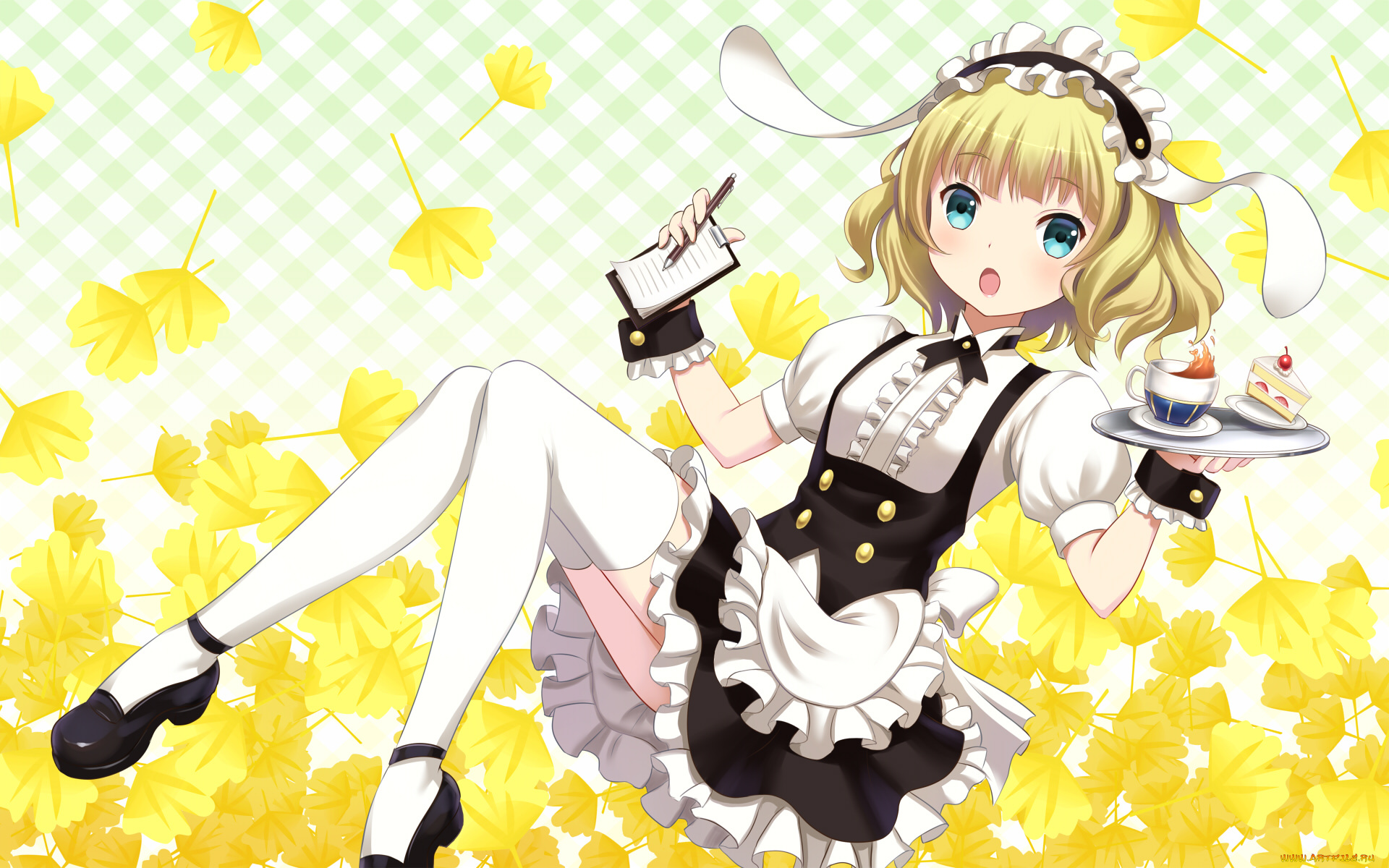 аниме, gochuumon, wa, usagi, desu, ka, взгляд, фон, девушка