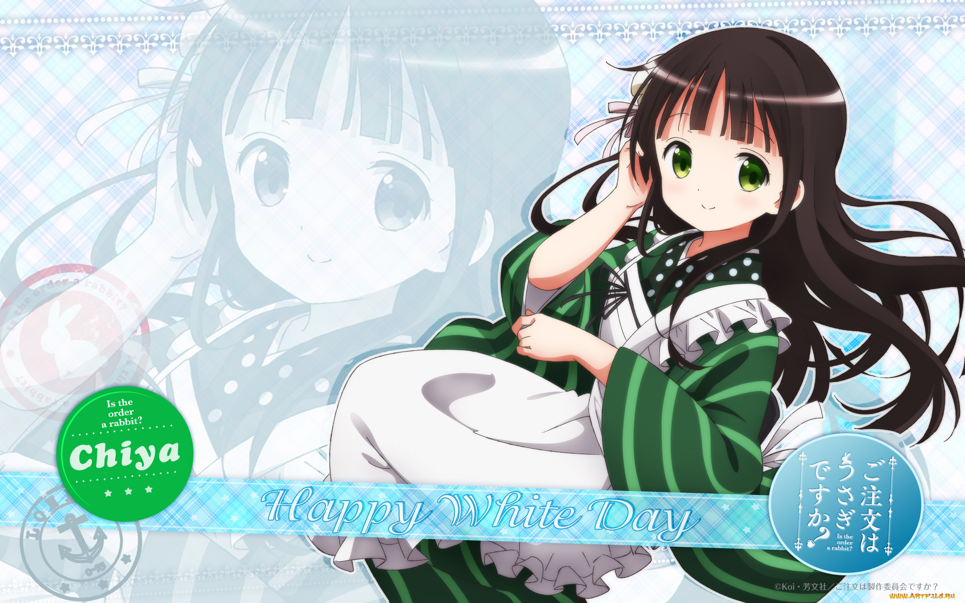 аниме, gochuumon, wa, usagi, desu, ka, взгляд, девушка, фон