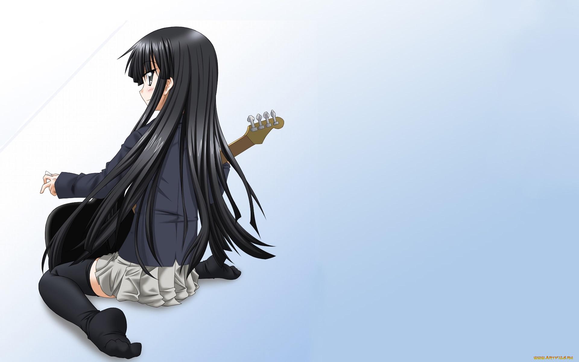 аниме, k-on, девушка, взгляд, фон