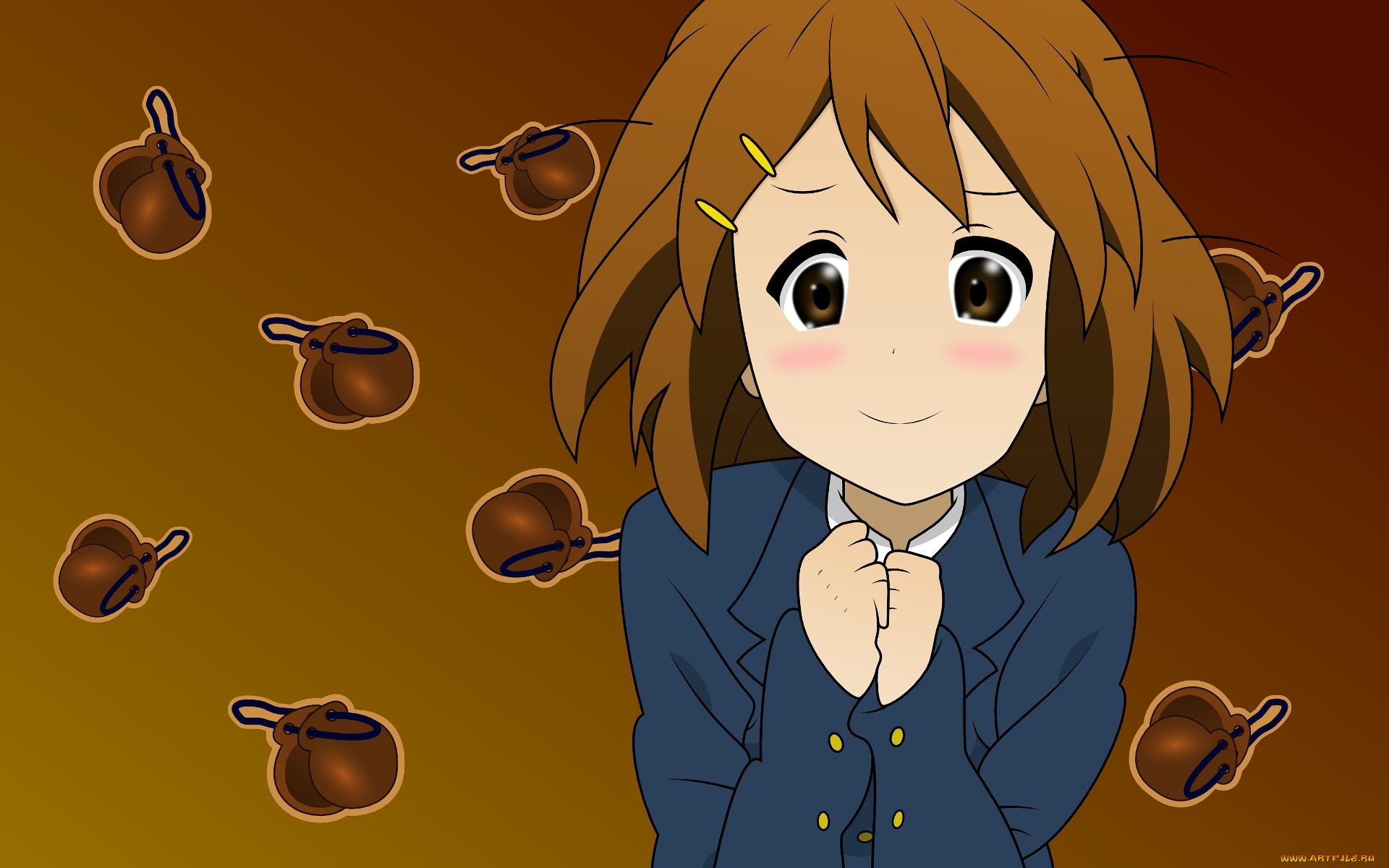аниме, k-on, фон, взгляд, девушка