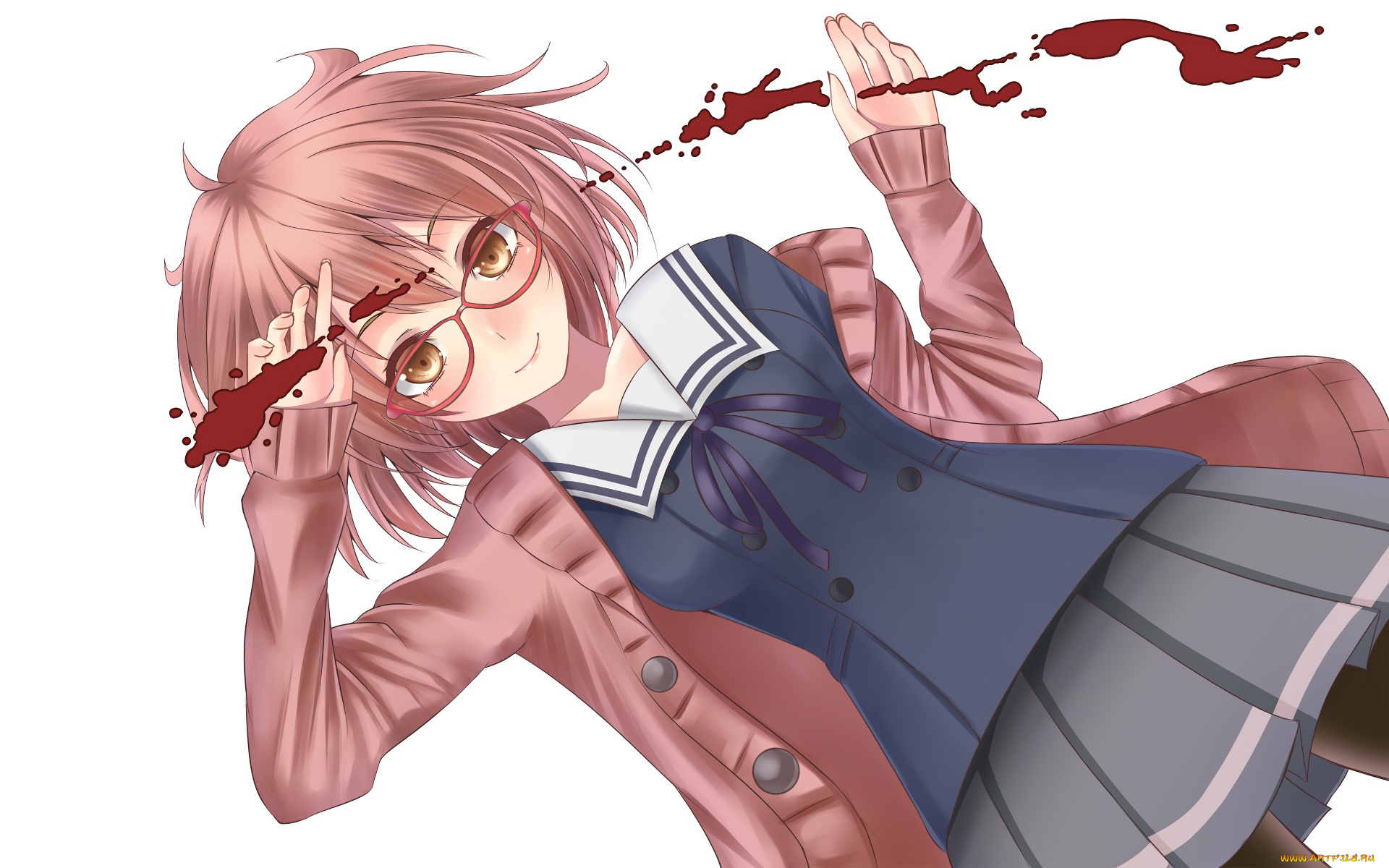 аниме, kyoukai, no, kanata, взгляд, девушка, фон