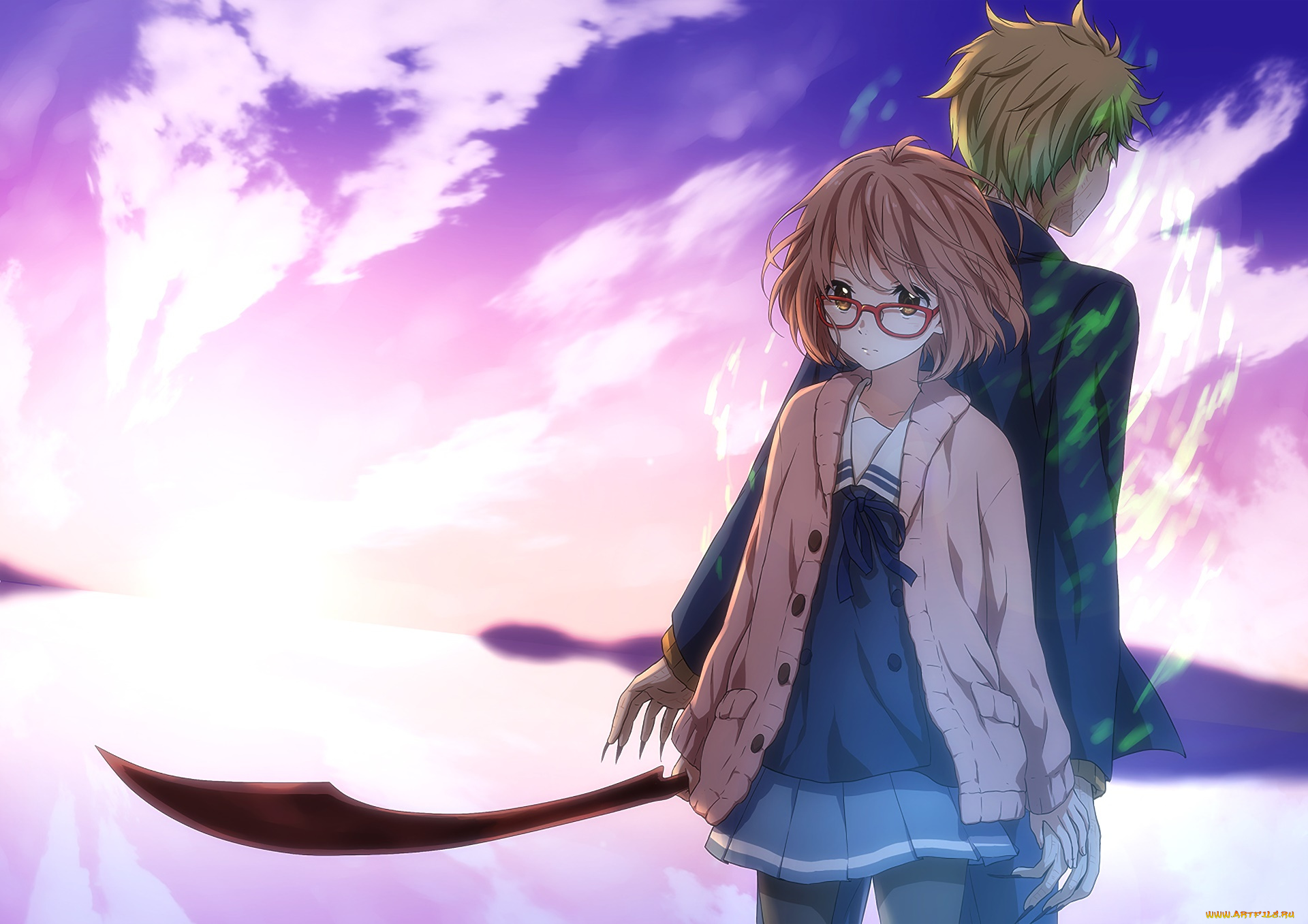 kyoukai, no, kanata, аниме, фон, взгляд, девушка