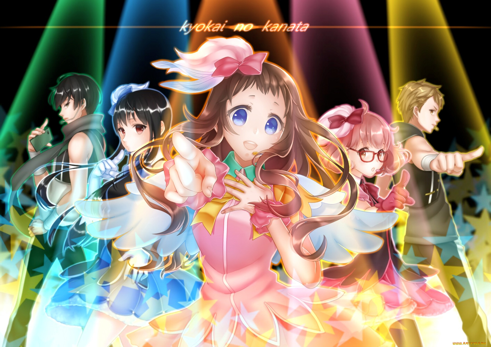 аниме, kyoukai, no, kanata, фон, взгляд, девушки