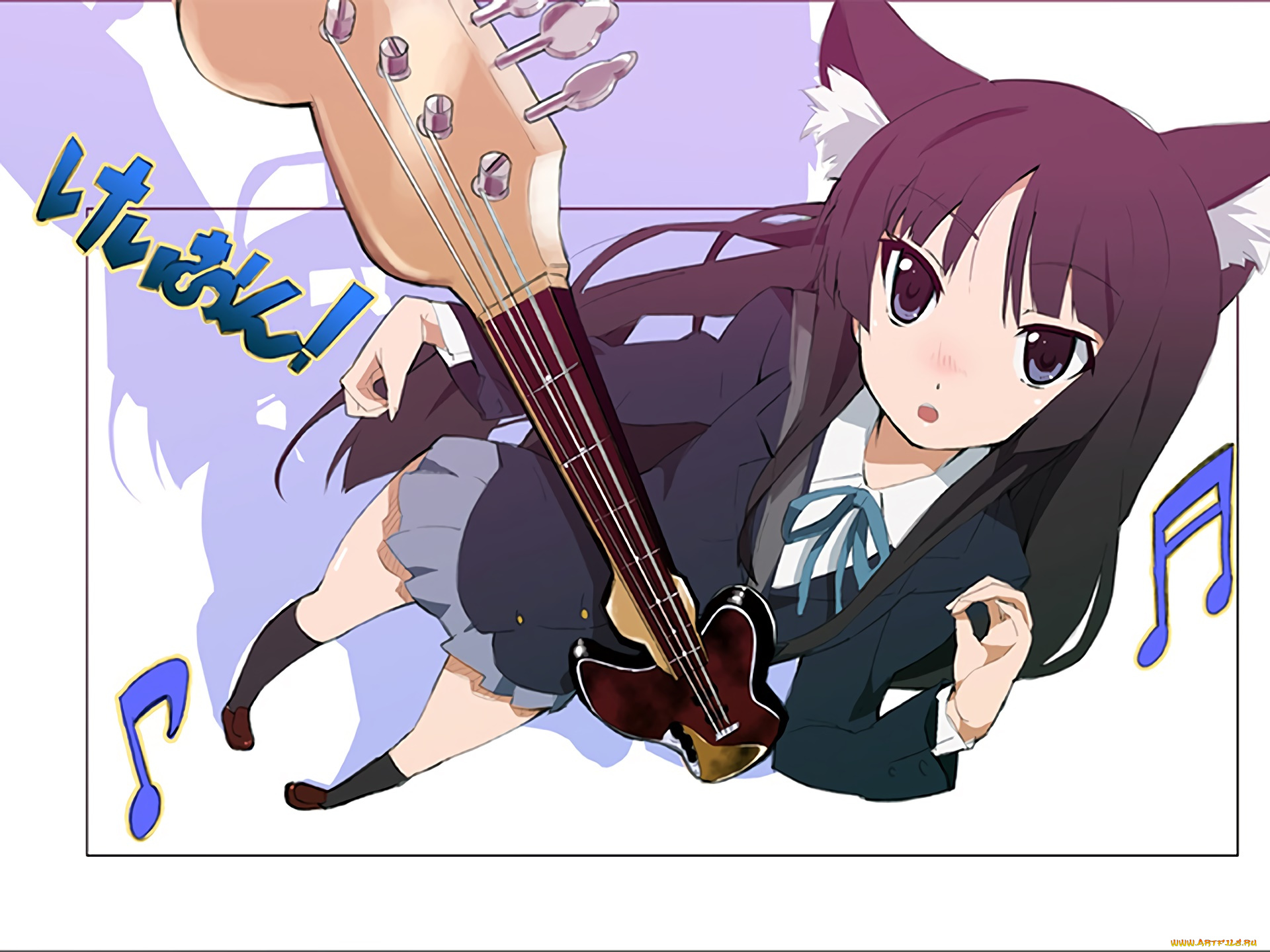 аниме, k-on, взгляд, фон, девушка