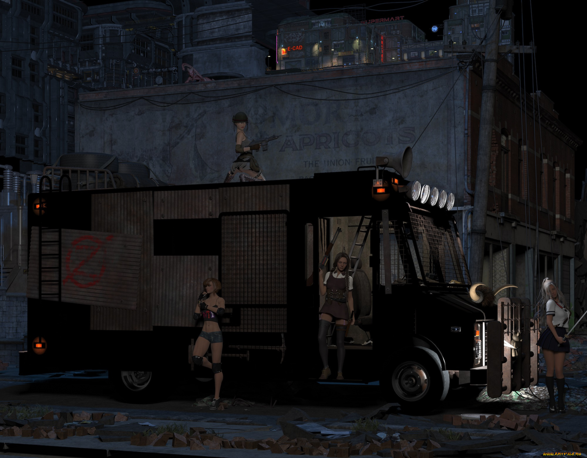 3д, графика, фантазия, , fantasy, оружие, фон, взгляд, девушки