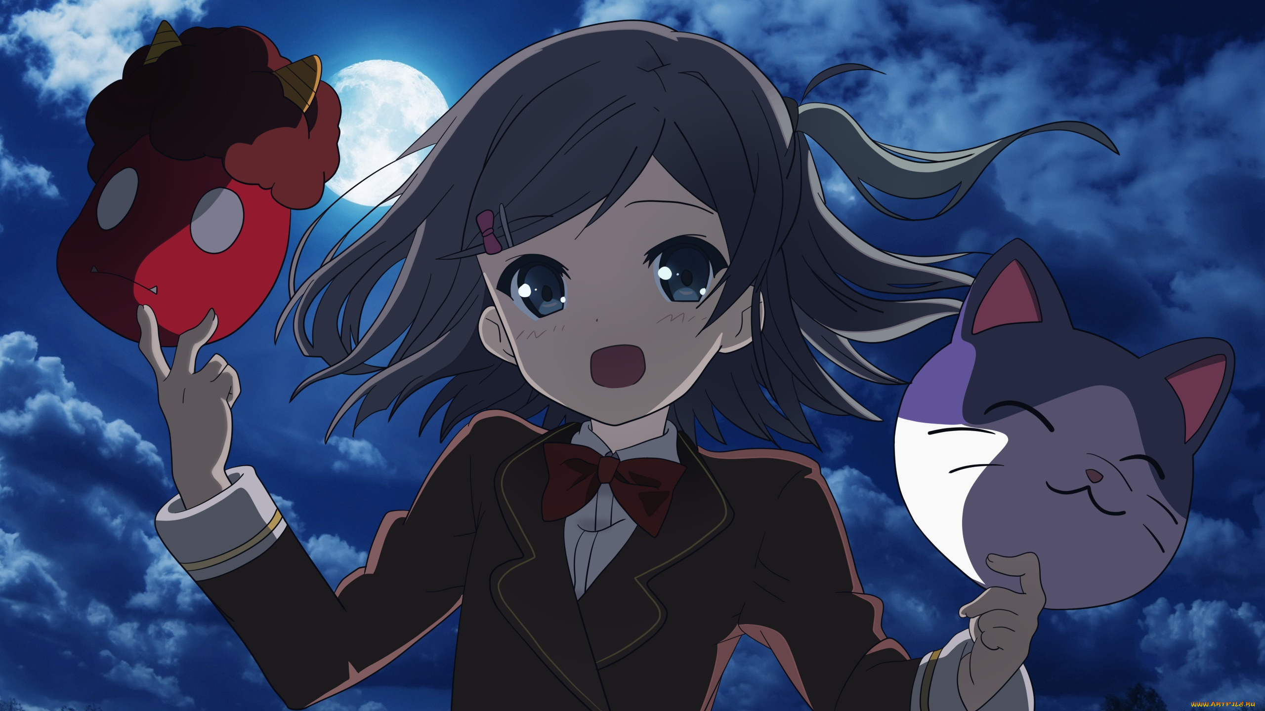 аниме, henneko, фон, девушка, взгляд