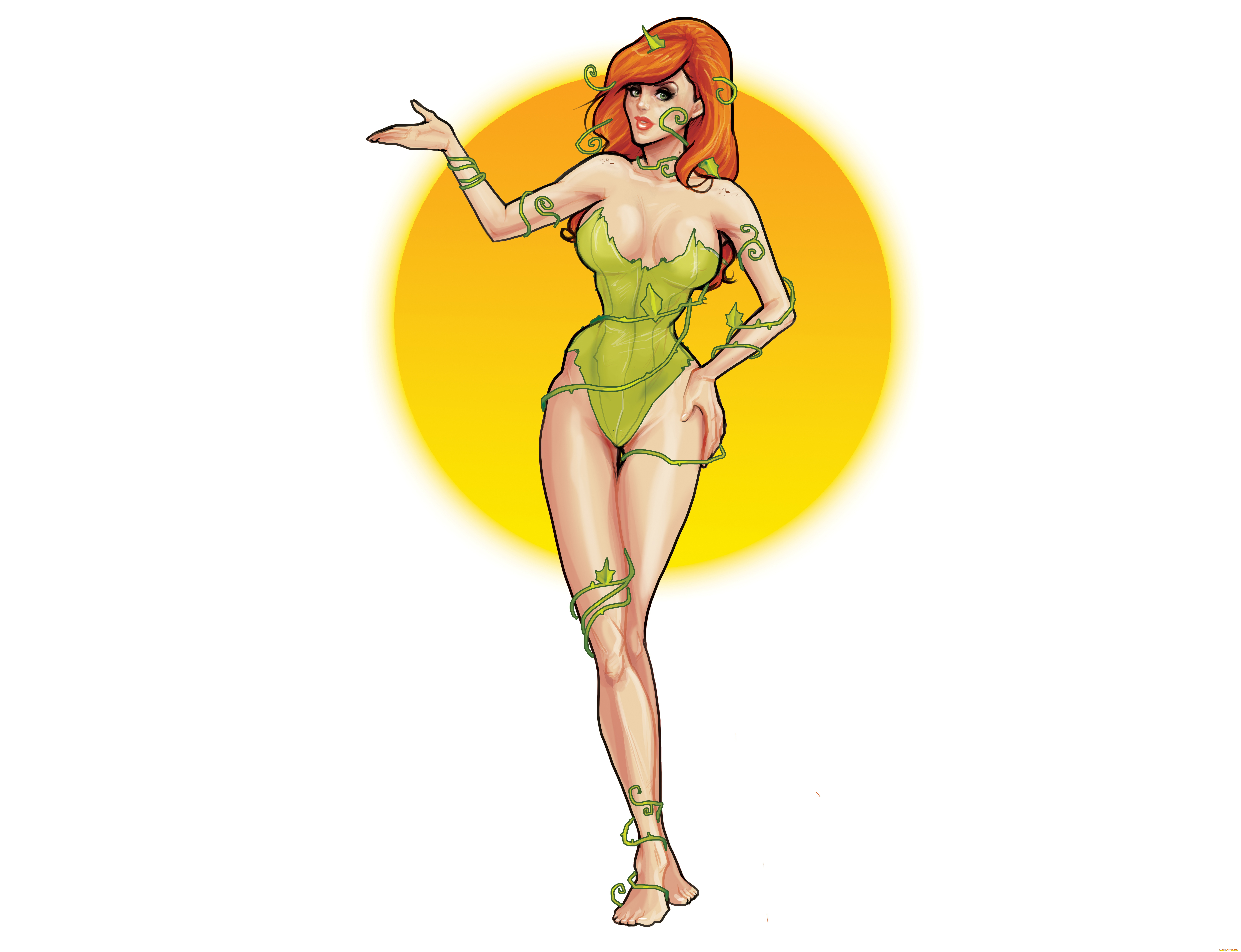 рисованное, комиксы, существо, фон, взгляд, шар, девушка