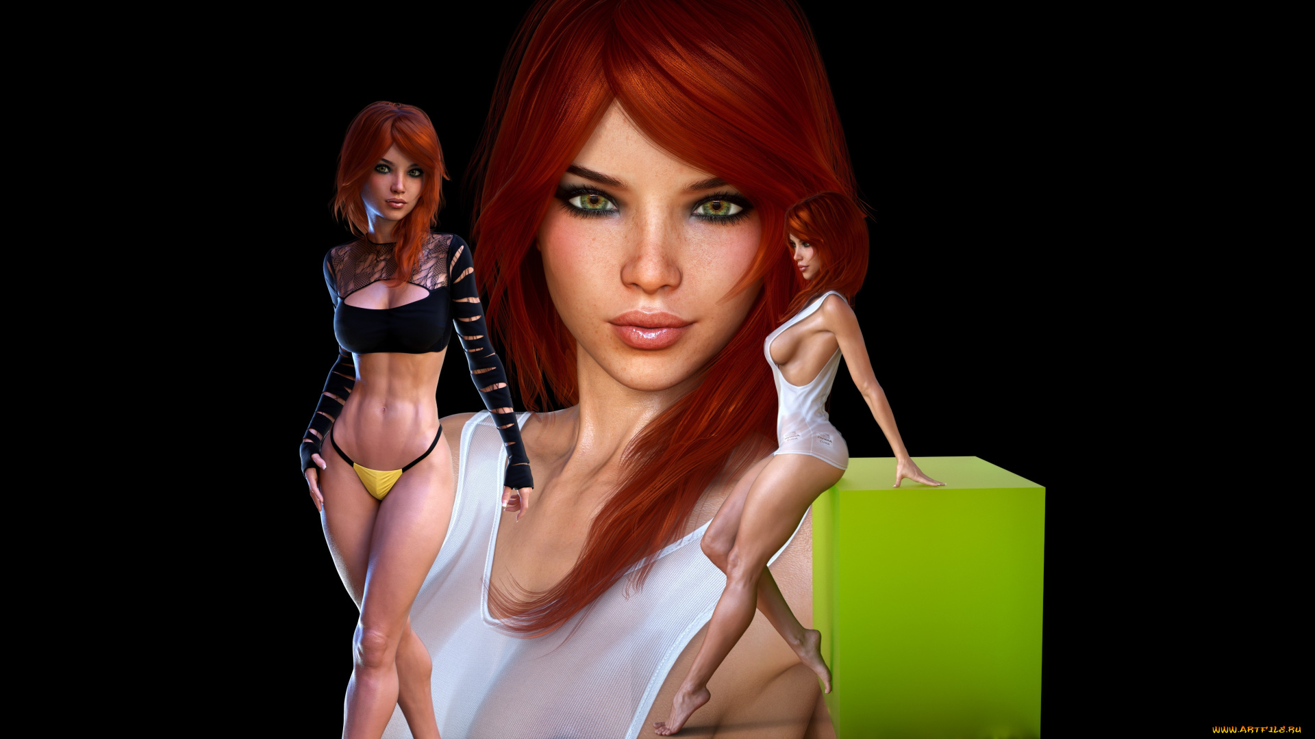 3д, графика, люди, , people, девушки, фон, взгляд