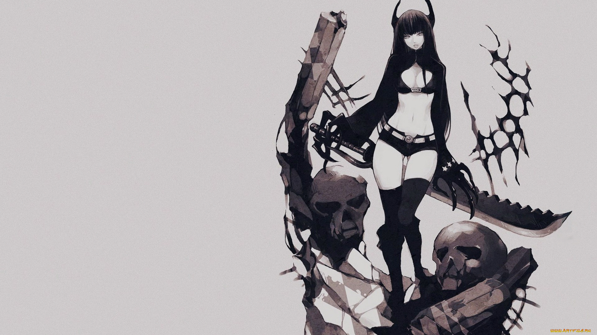 аниме, black, rock, shooter, девушка