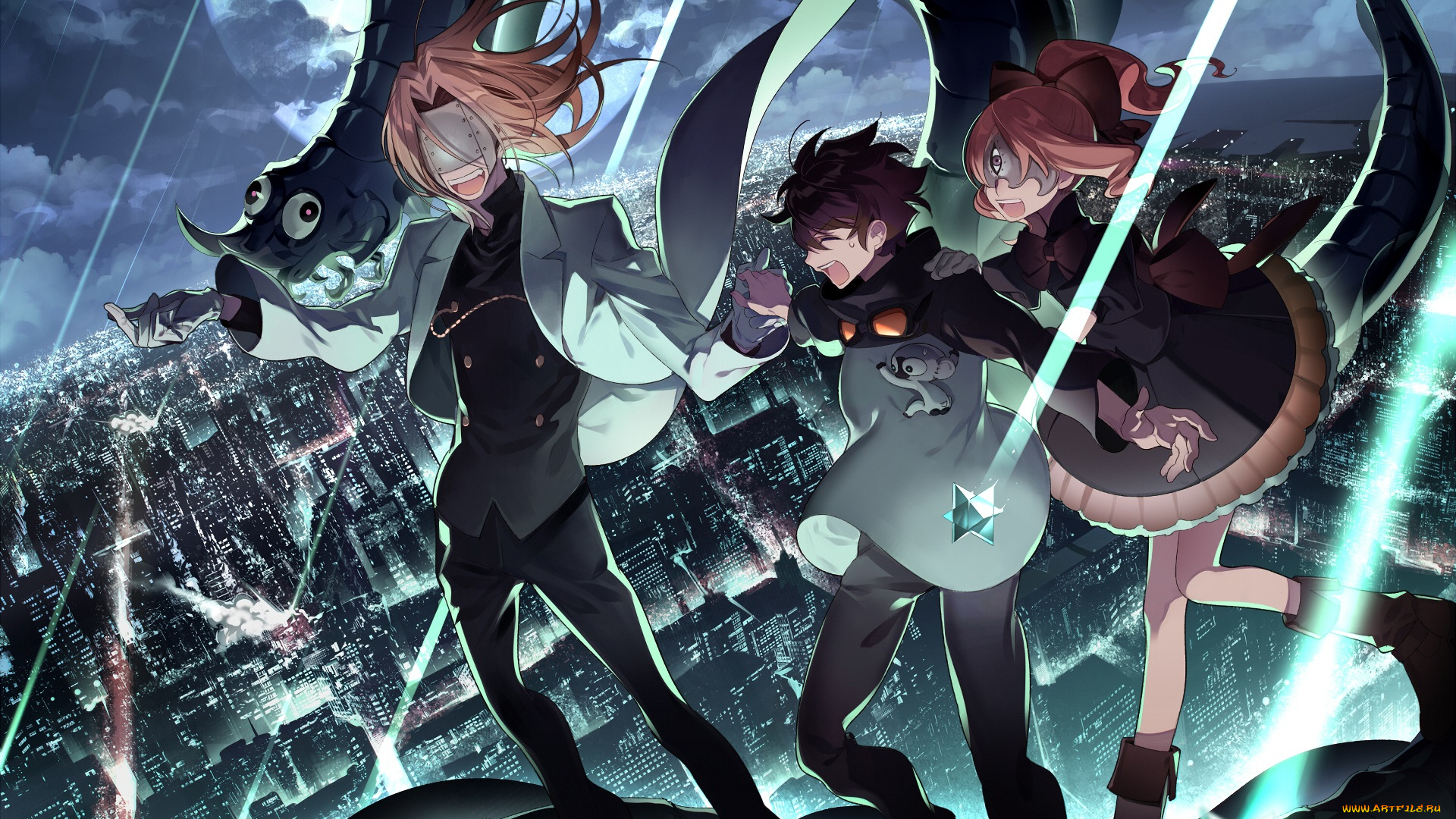 аниме, kekkai, sensen, ночь