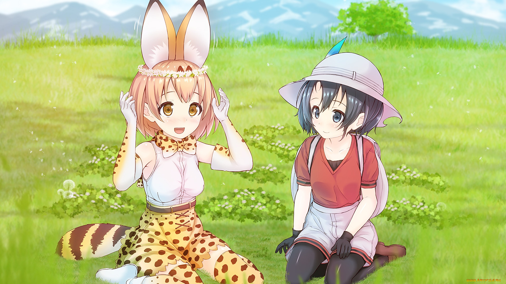 аниме, kemono, friends, фон, взгляд, девушки