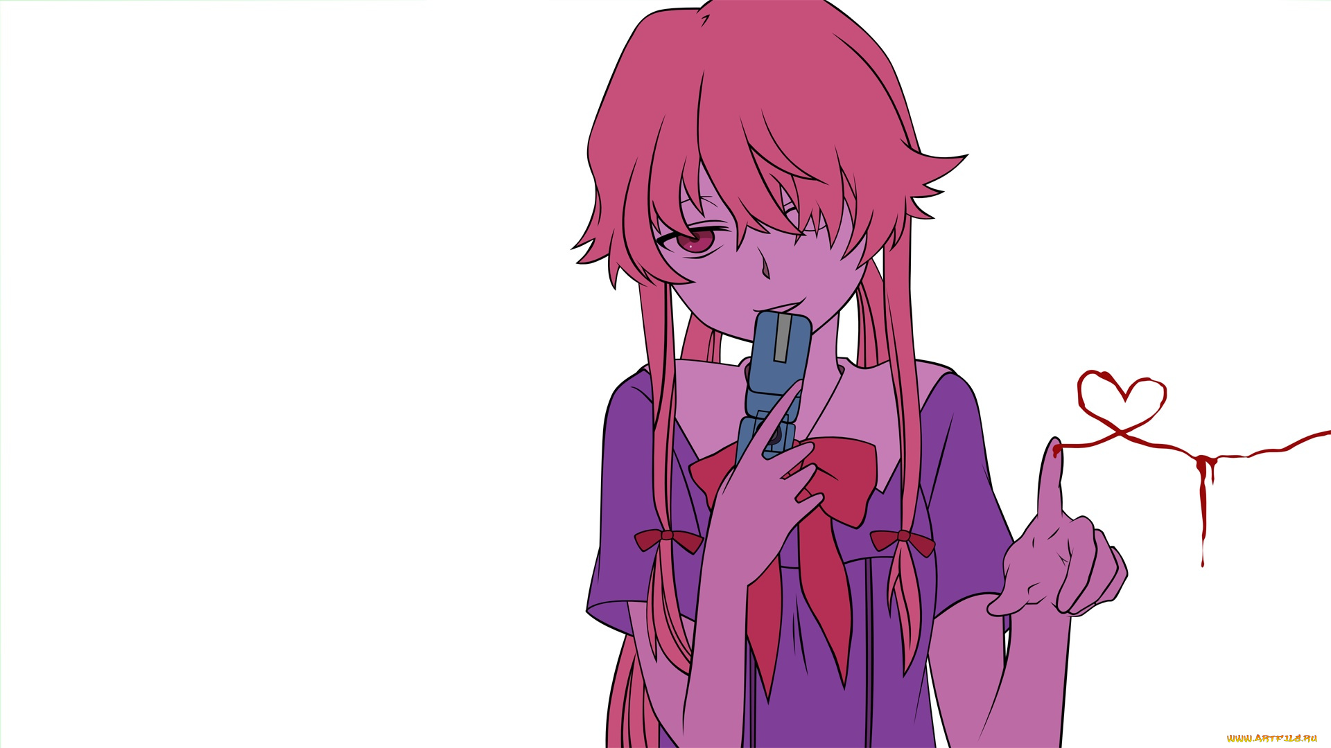 аниме, mirai, nikki, фон, взгляд, девушка