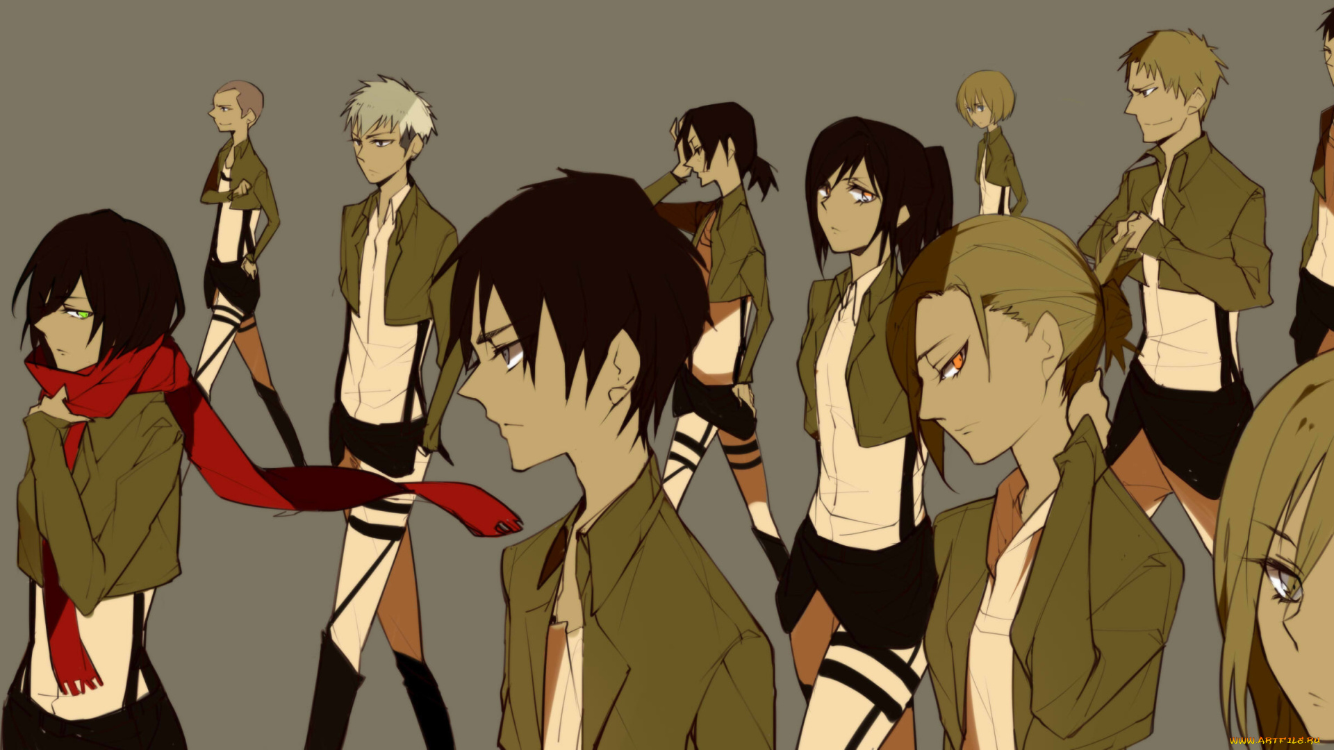 аниме, shingeki, no, kyojin, атака, титанов