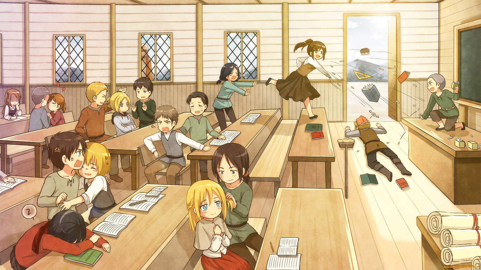 аниме, shingeki, no, kyojin, атака, титанов