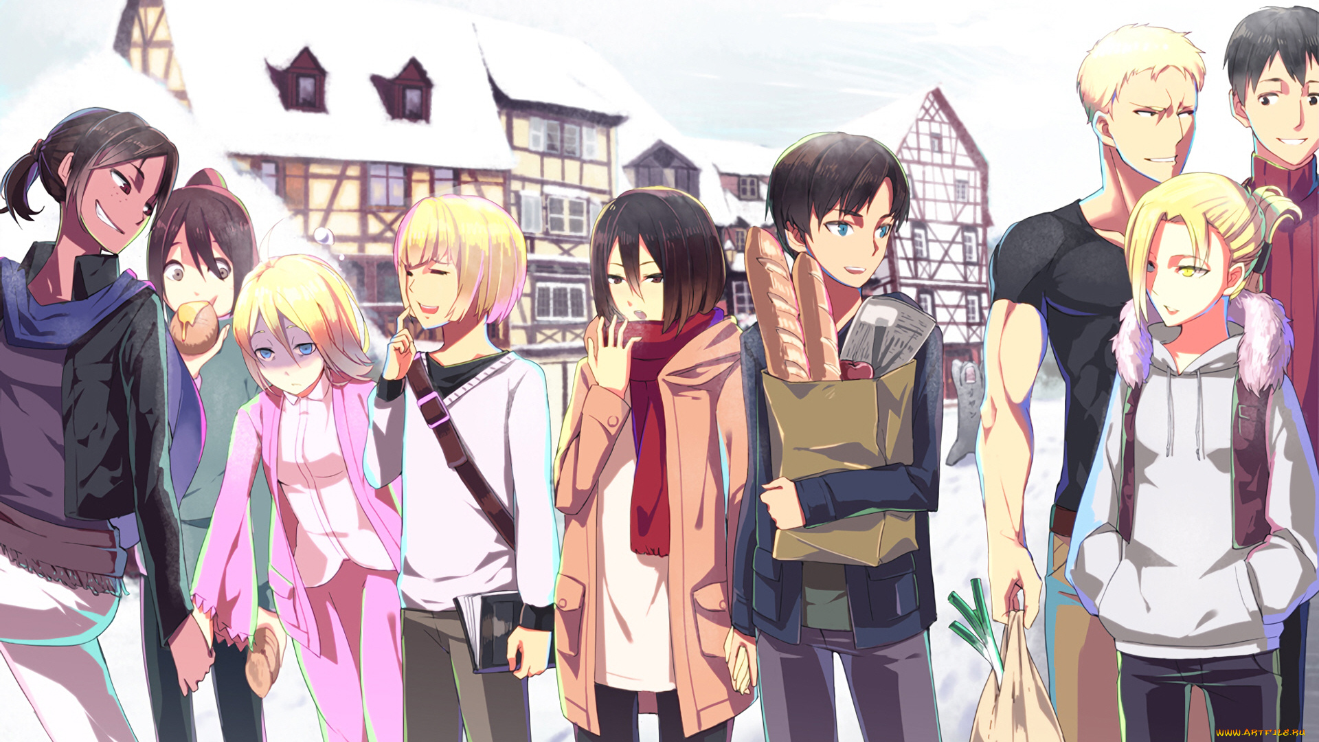 аниме, shingeki, no, kyojin, атака, титанов