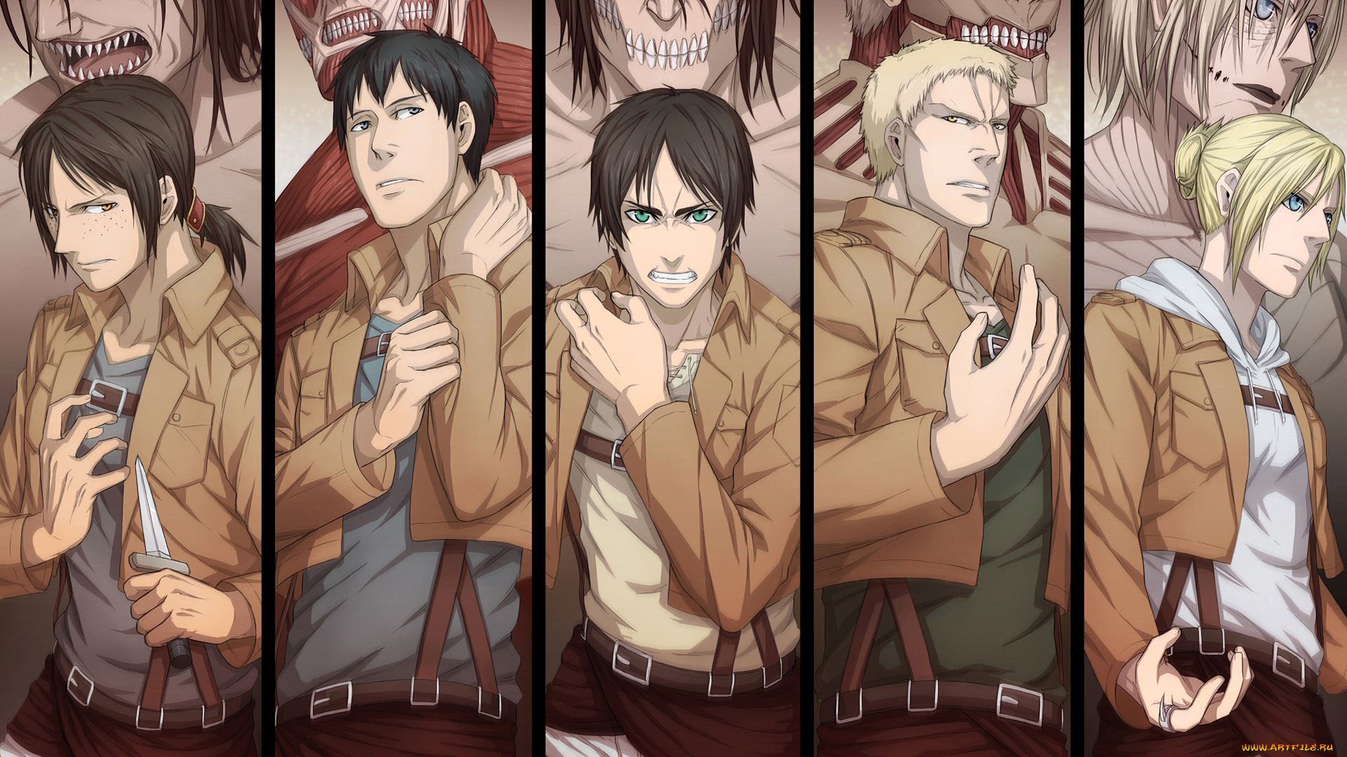 аниме, shingeki, no, kyojin, атака, титанов