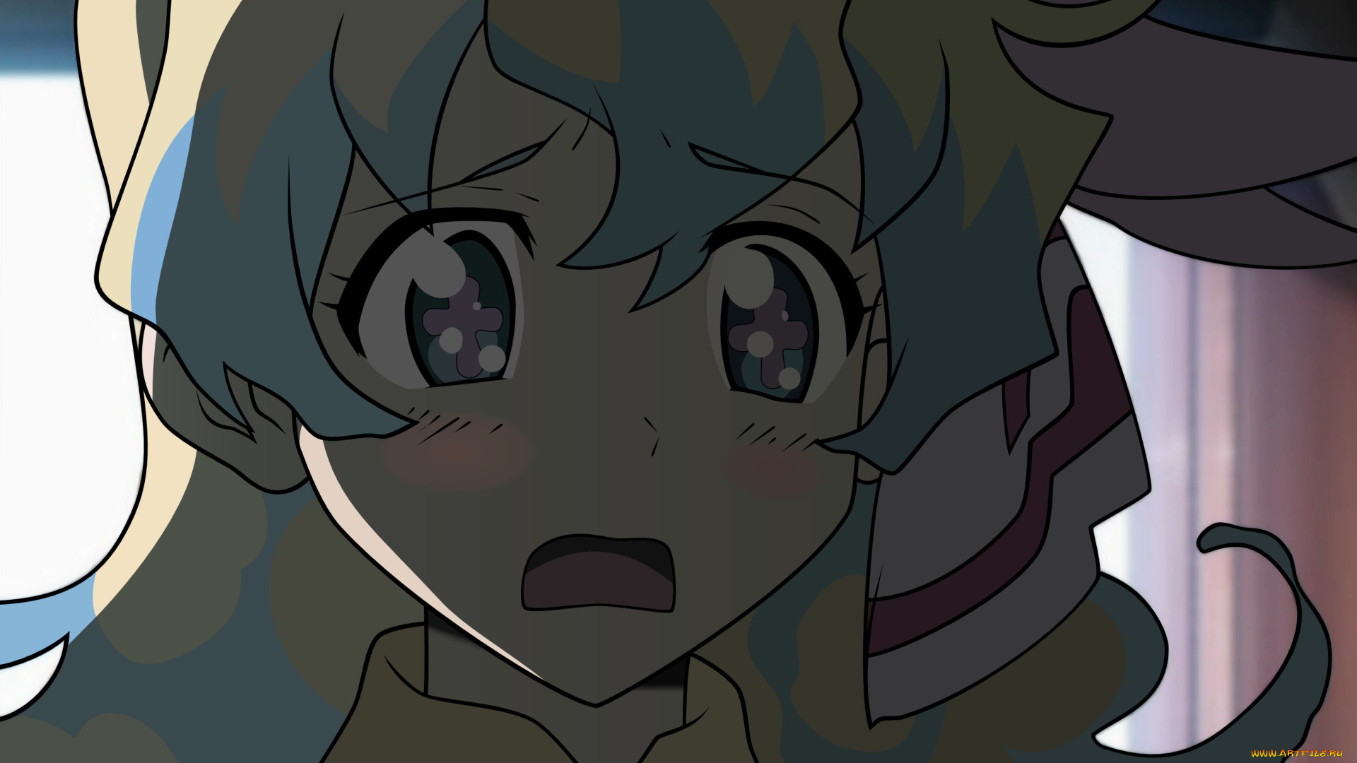 аниме, tengen, toppa, gurren-lagann, взгляд, девушка, фон