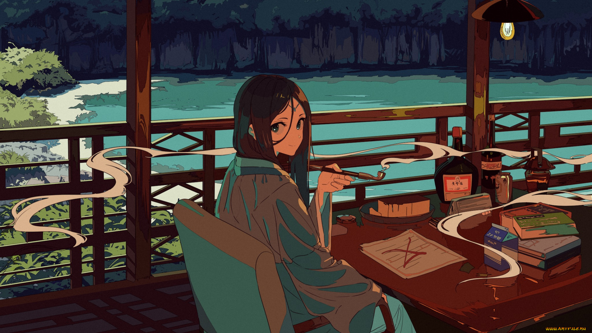 аниме, unknown, , другое, фон, взгляд, девушка