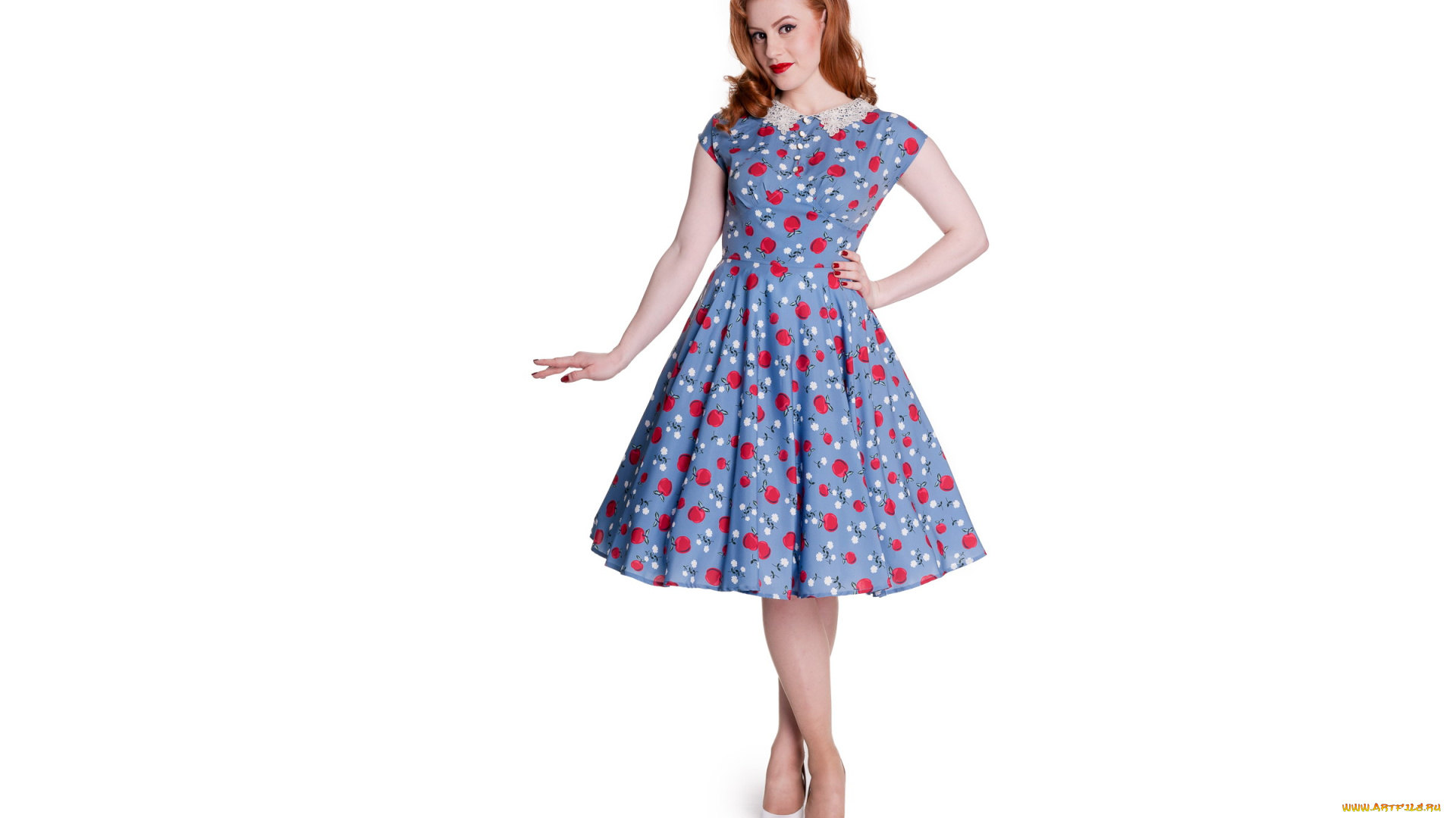 девушки, -unsort, , рыжеволосые, и, другие, ретро, рыжая, платье