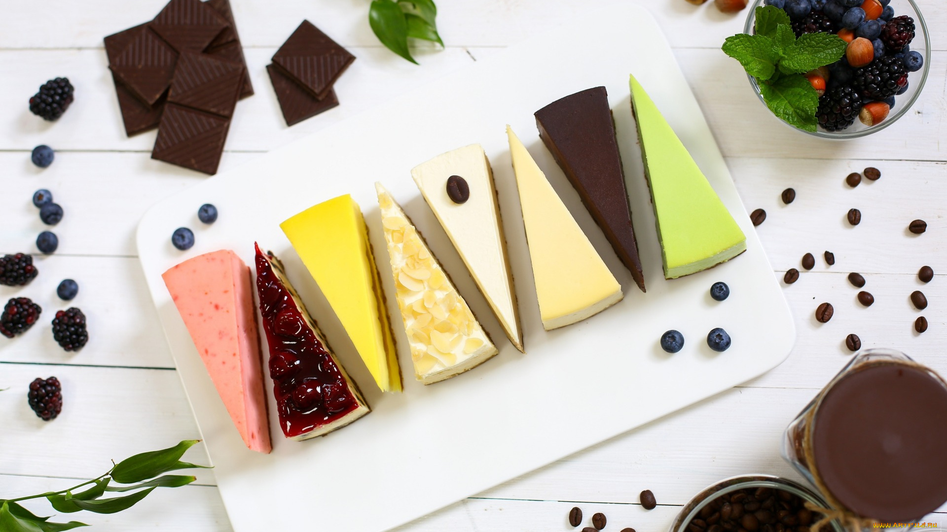 еда, торты, торт, шоколад, ассорти, чизкейк, ягоды, десерт