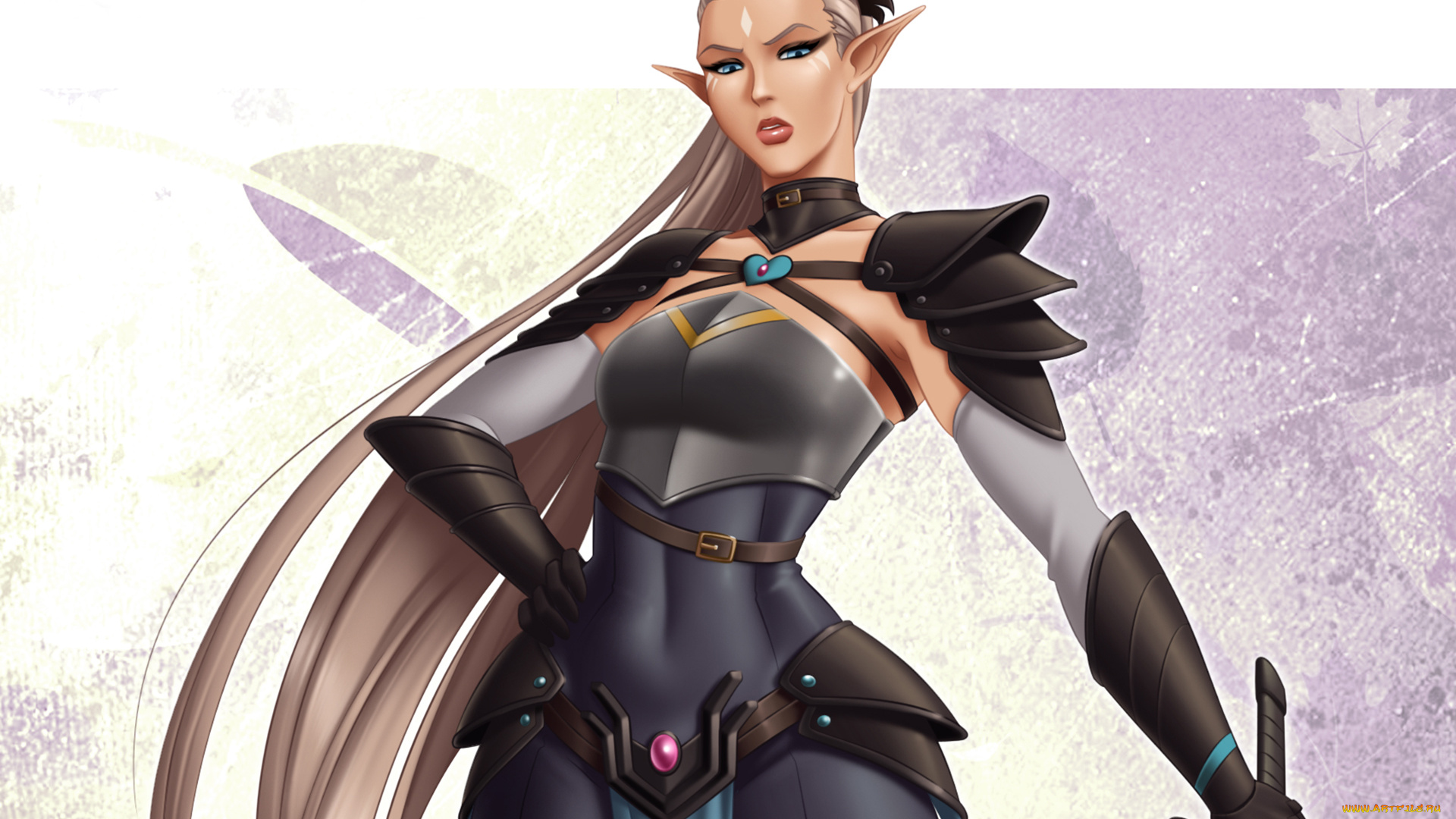 фэнтези, эльфы, белые, волосы, воин, девушка, взгляд, аниме, эльф, adalia