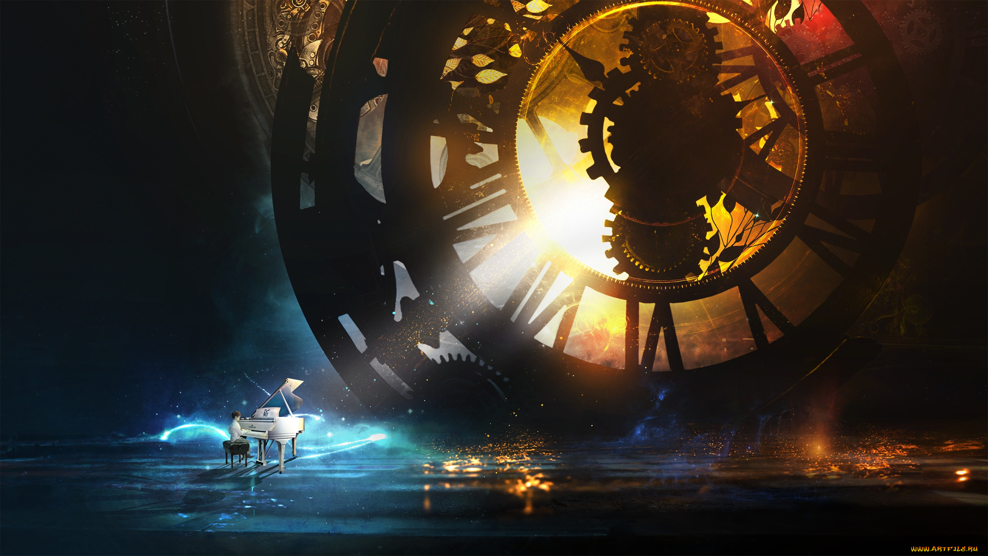 фэнтези, иные, миры, , иные, времена, часовой, механизм, арт, рояль, мальчик, настроение, фантазия