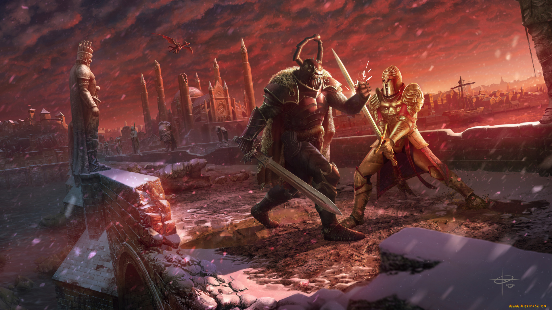 фэнтези, люди, схватка, рыцари, иной, мир, воины