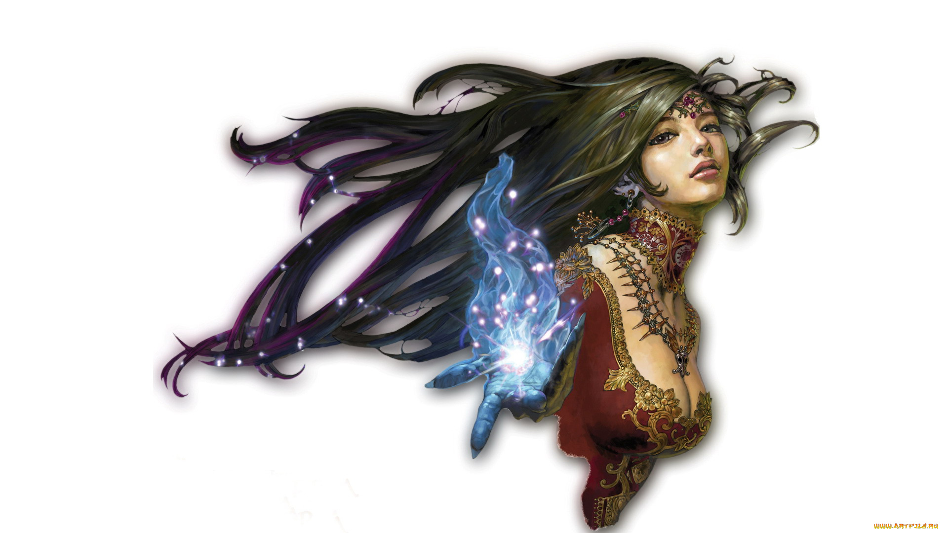 фэнтези, магия, украшения, декольте, девушка