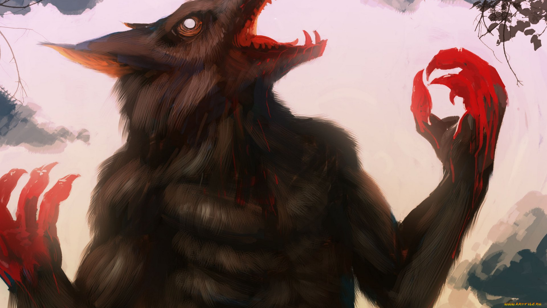 фэнтези, оборотни, монстр, кровь