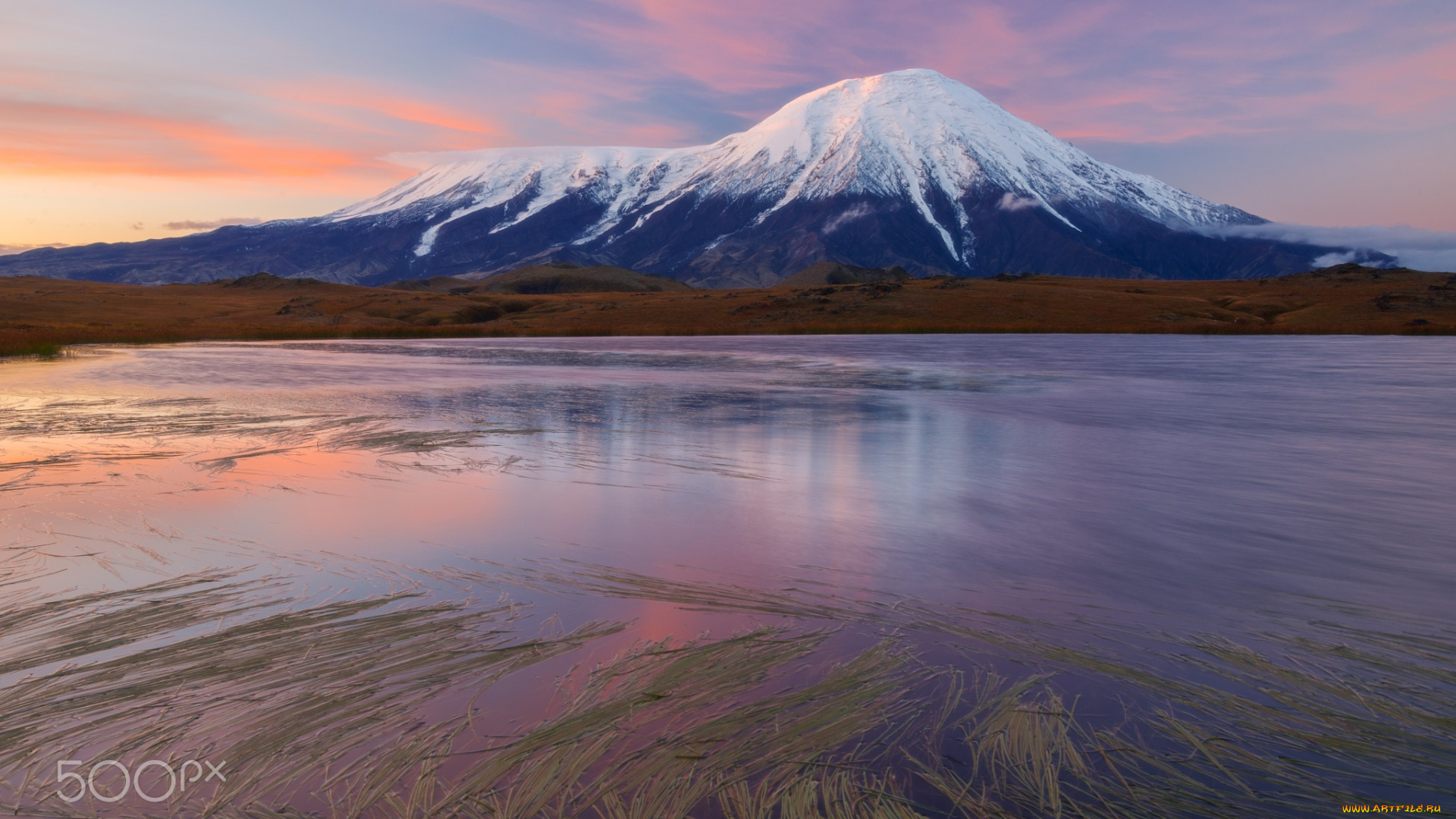 природа, горы, камчатка, гора, озеро, небо