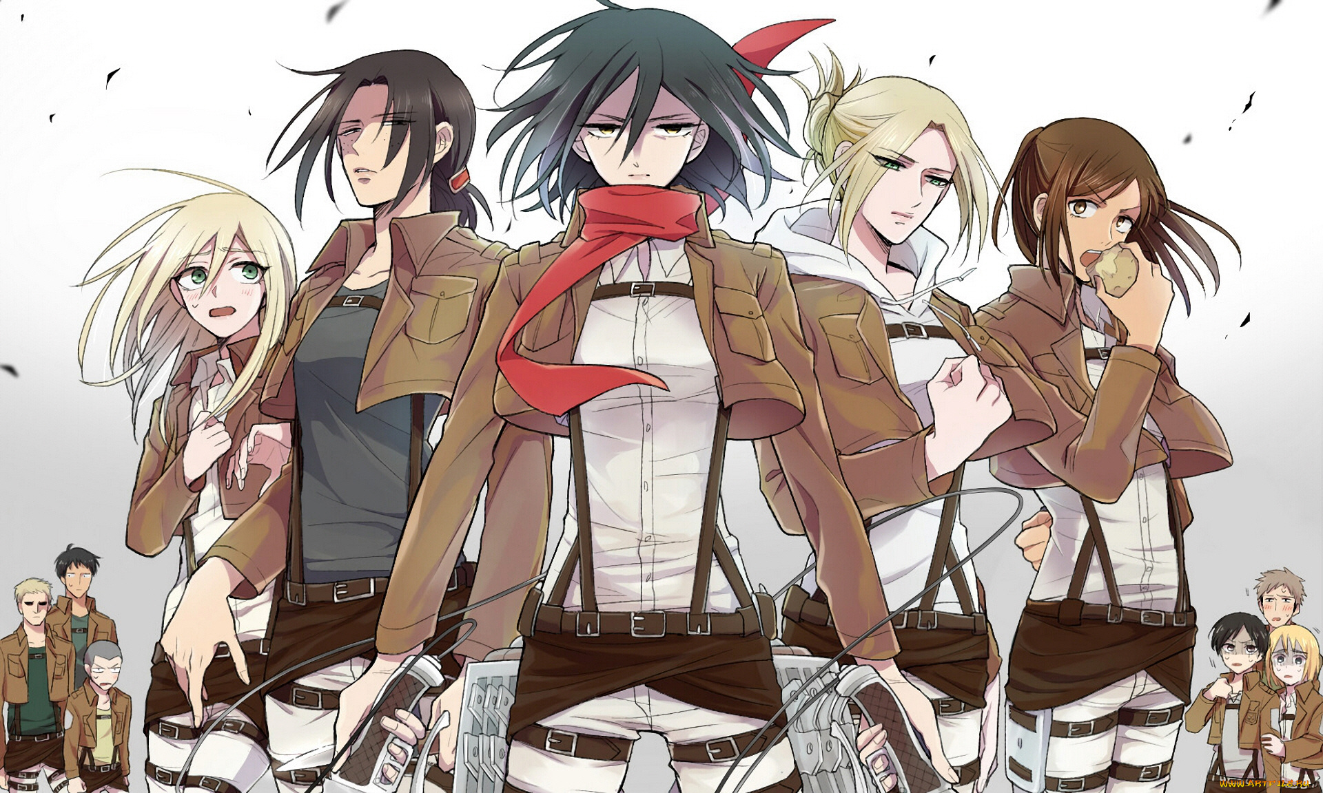 аниме, shingeki, no, kyojin, атака, титанов