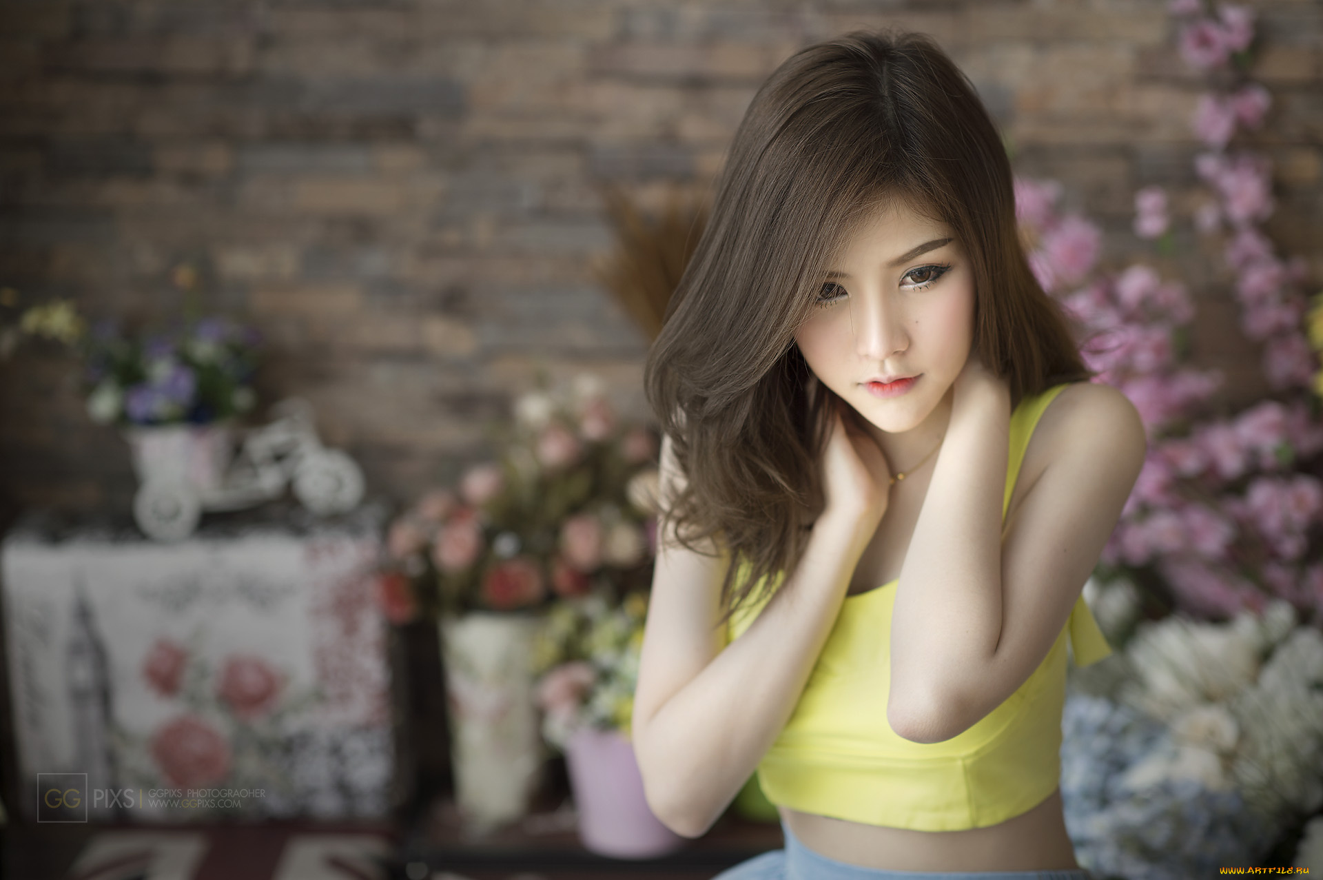 девушки, -unsort, , азиатки, лицо, взгляд