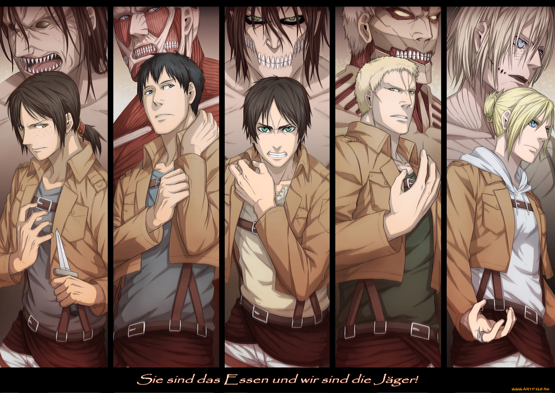 аниме, shingeki, no, kyojin, атака, титанов
