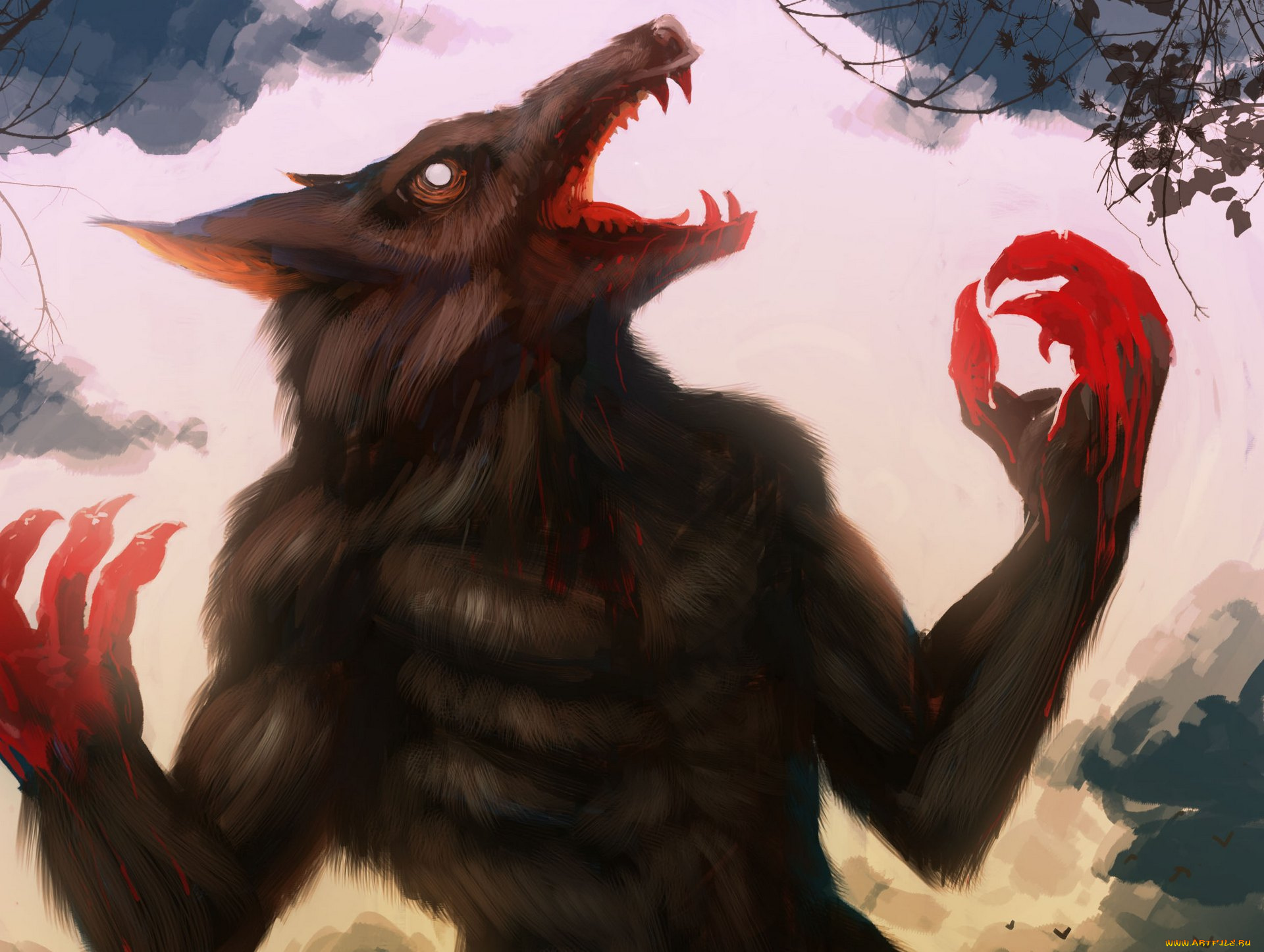 фэнтези, оборотни, монстр, кровь