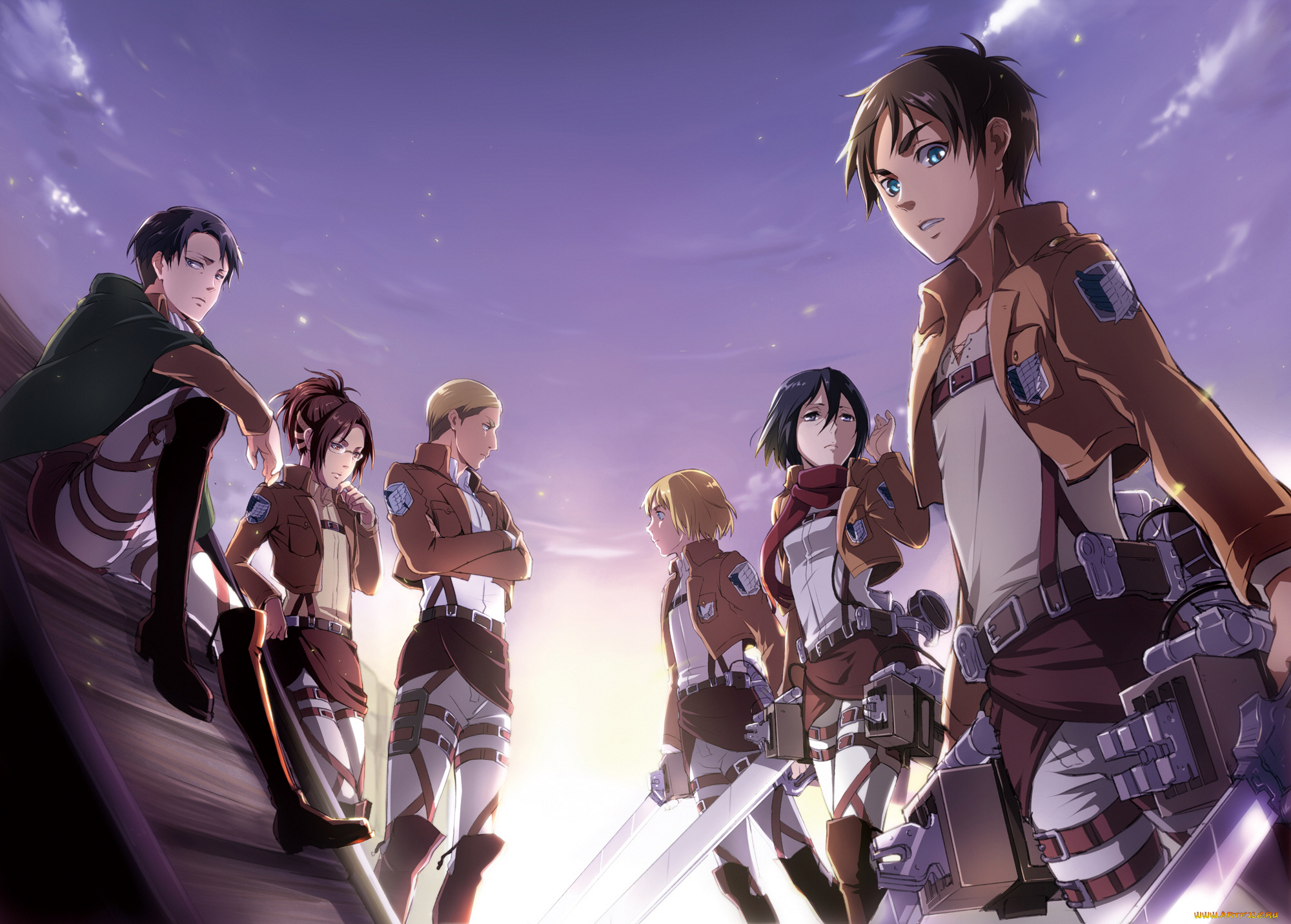 аниме, shingeki, no, kyojin, атака, титанов