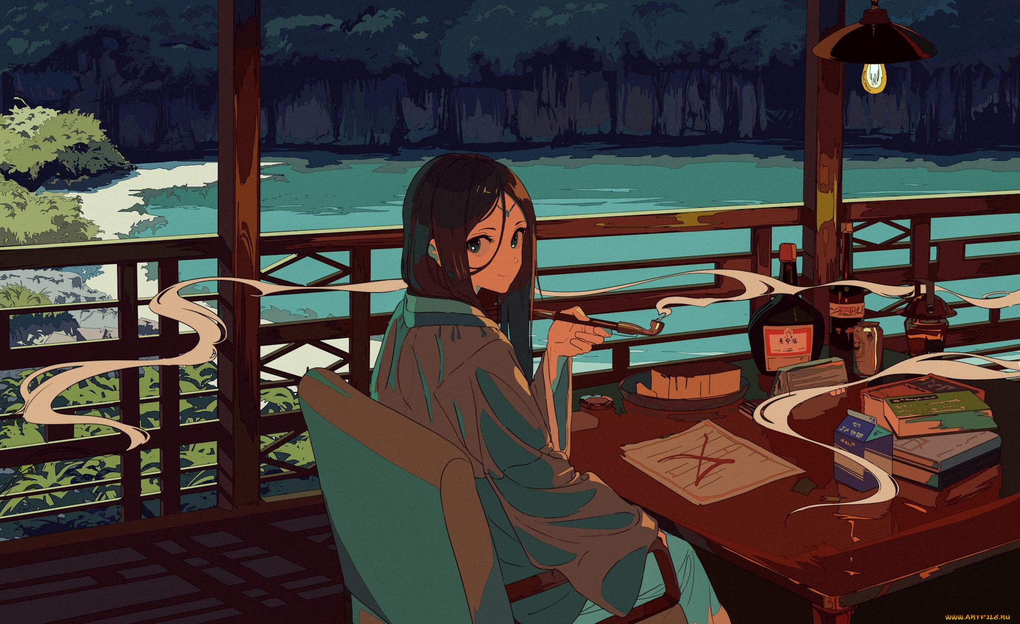 аниме, unknown, , другое, фон, взгляд, девушка