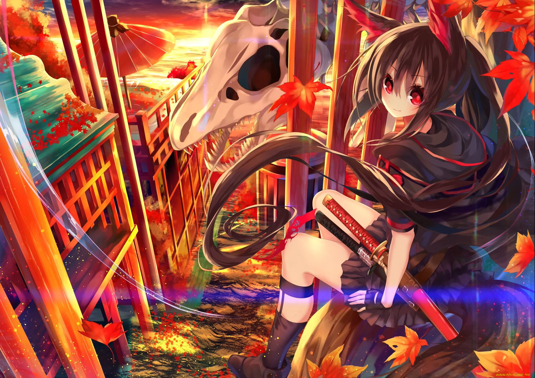 аниме, животные, , существа, девушка