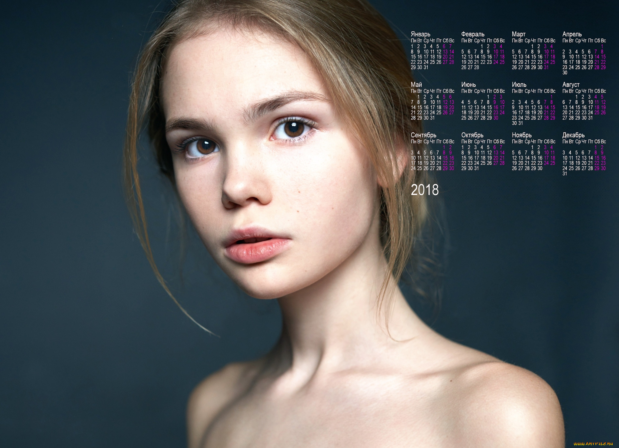 календари, девушки, лицо, девушка