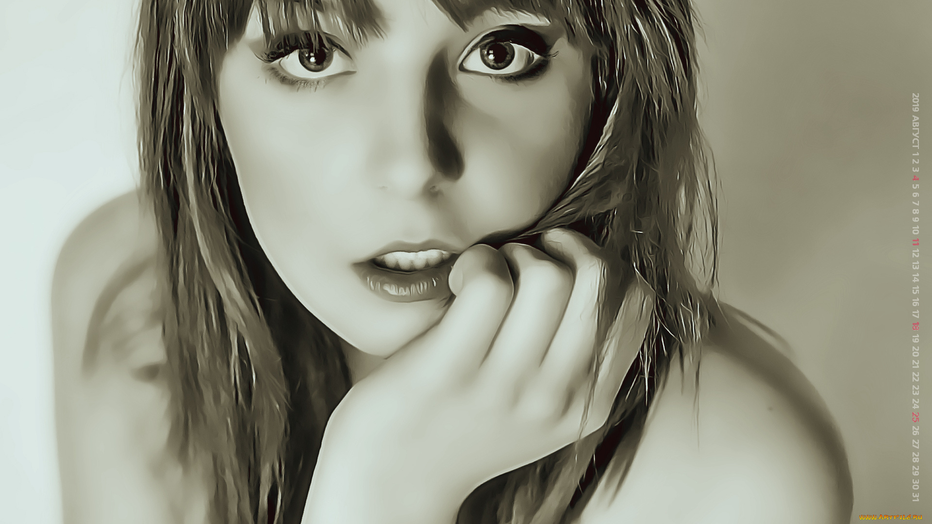 календари, компьютерный, дизайн, 2019, calendar, взгляд, девушка, лицо, женщина