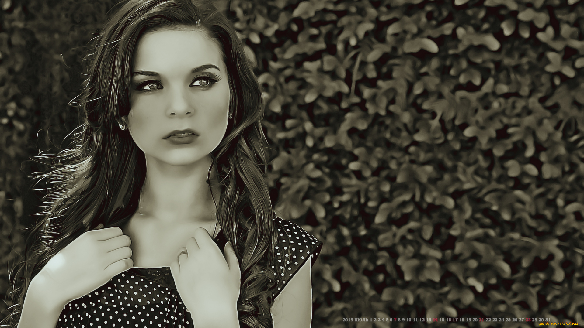 календари, компьютерный, дизайн, 2019, растение, листья, calendar, девушка, женщина