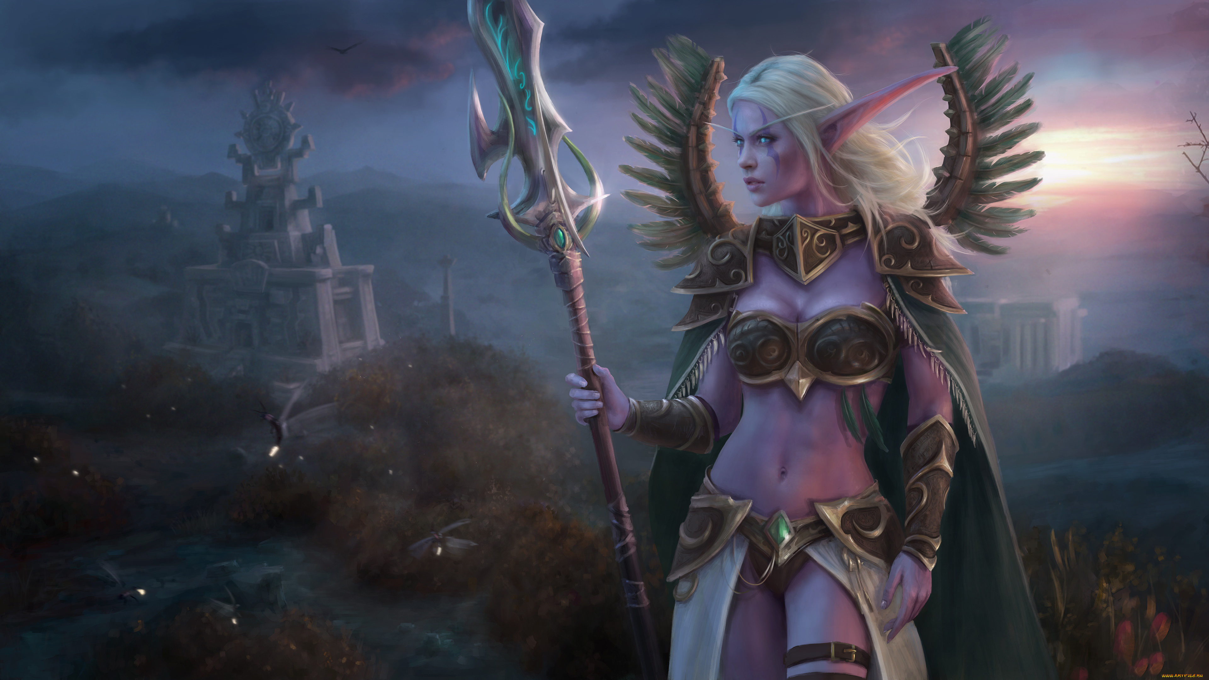 видео, игры, world, of, warcraft, девушка, униформа, фон