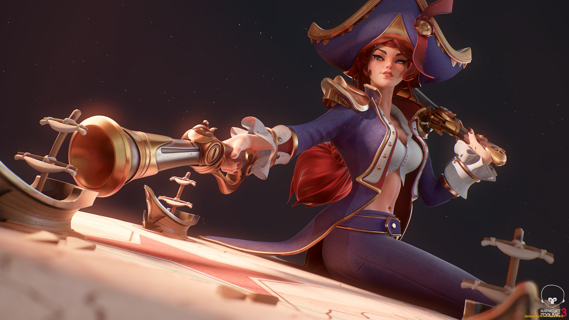 видео, игры, league, of, legends, девушка, шляпа, оружие, miss, fortune, карта, корабли, стол