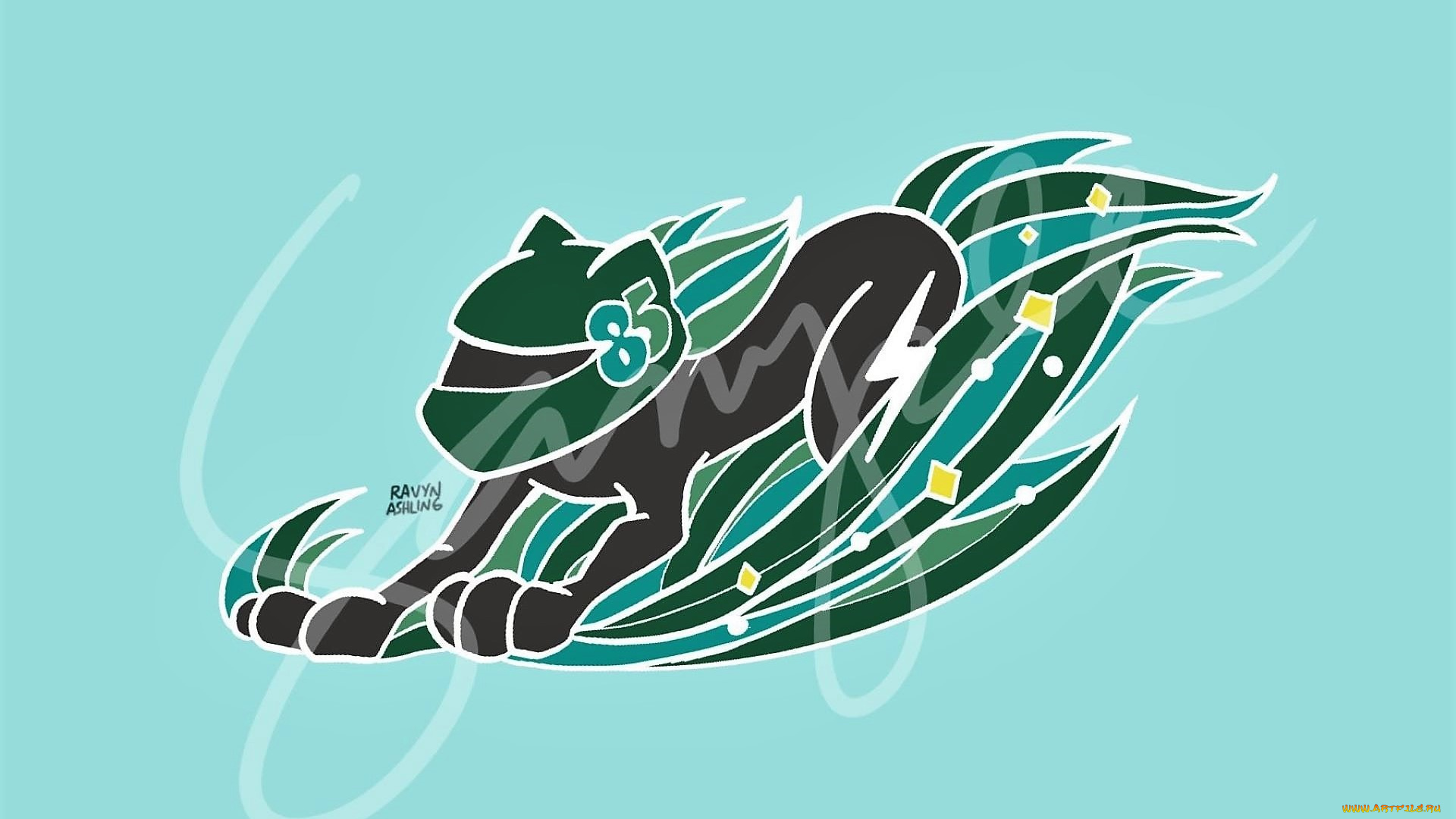 рисованное, минимализм, пантера, шлем