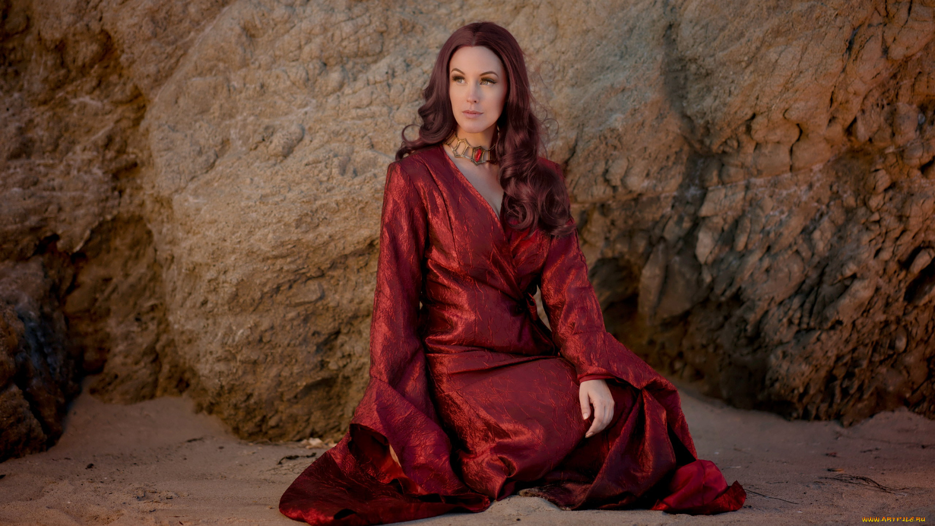 девушки, meg, turney, скалы, поза, локоны, платье