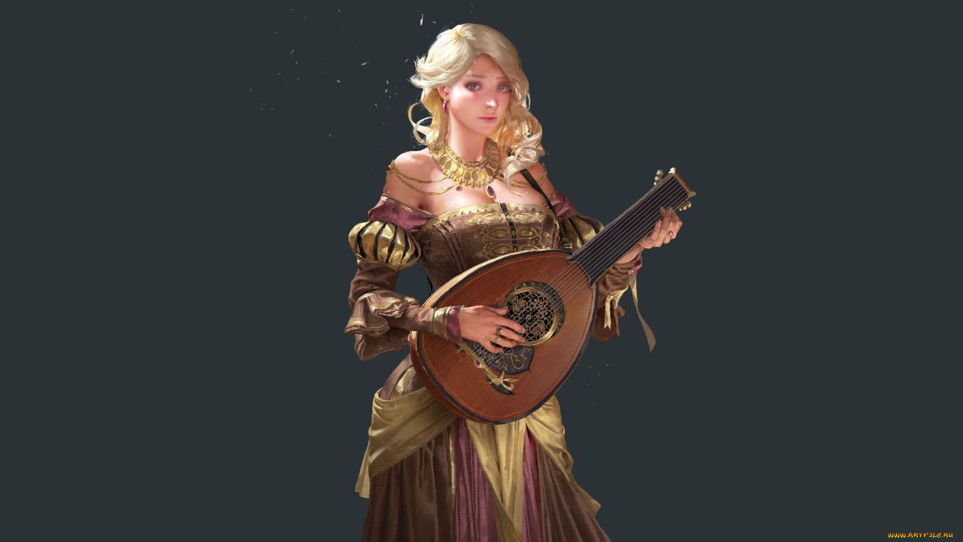 фэнтези, девушки, девушка, инструмент, музыка