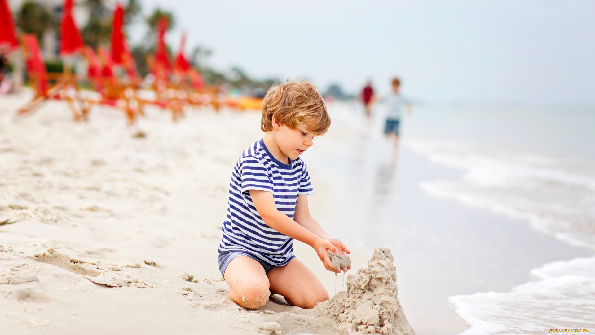 разное, дети, мальчик, пляж, песок