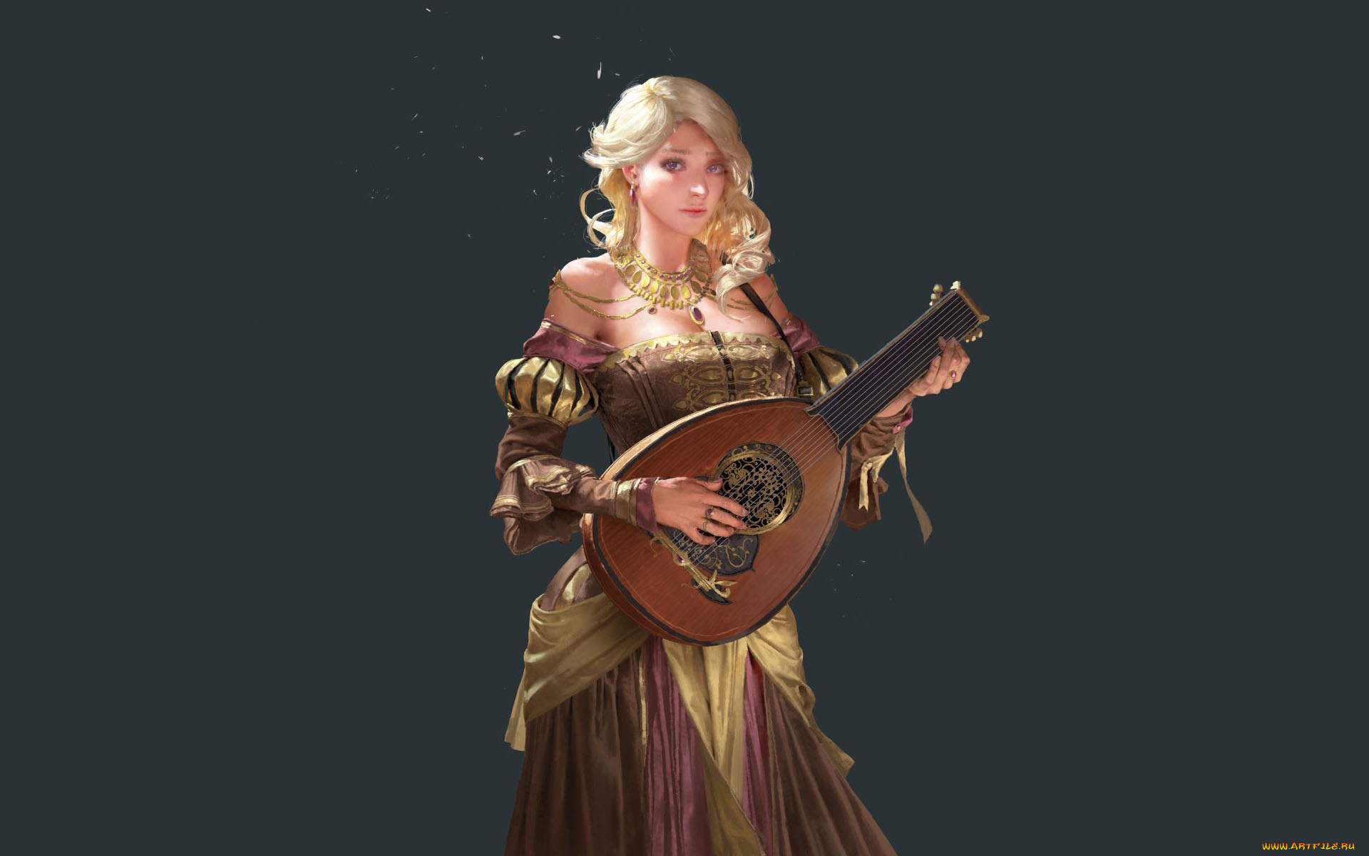 фэнтези, девушки, девушка, инструмент, музыка