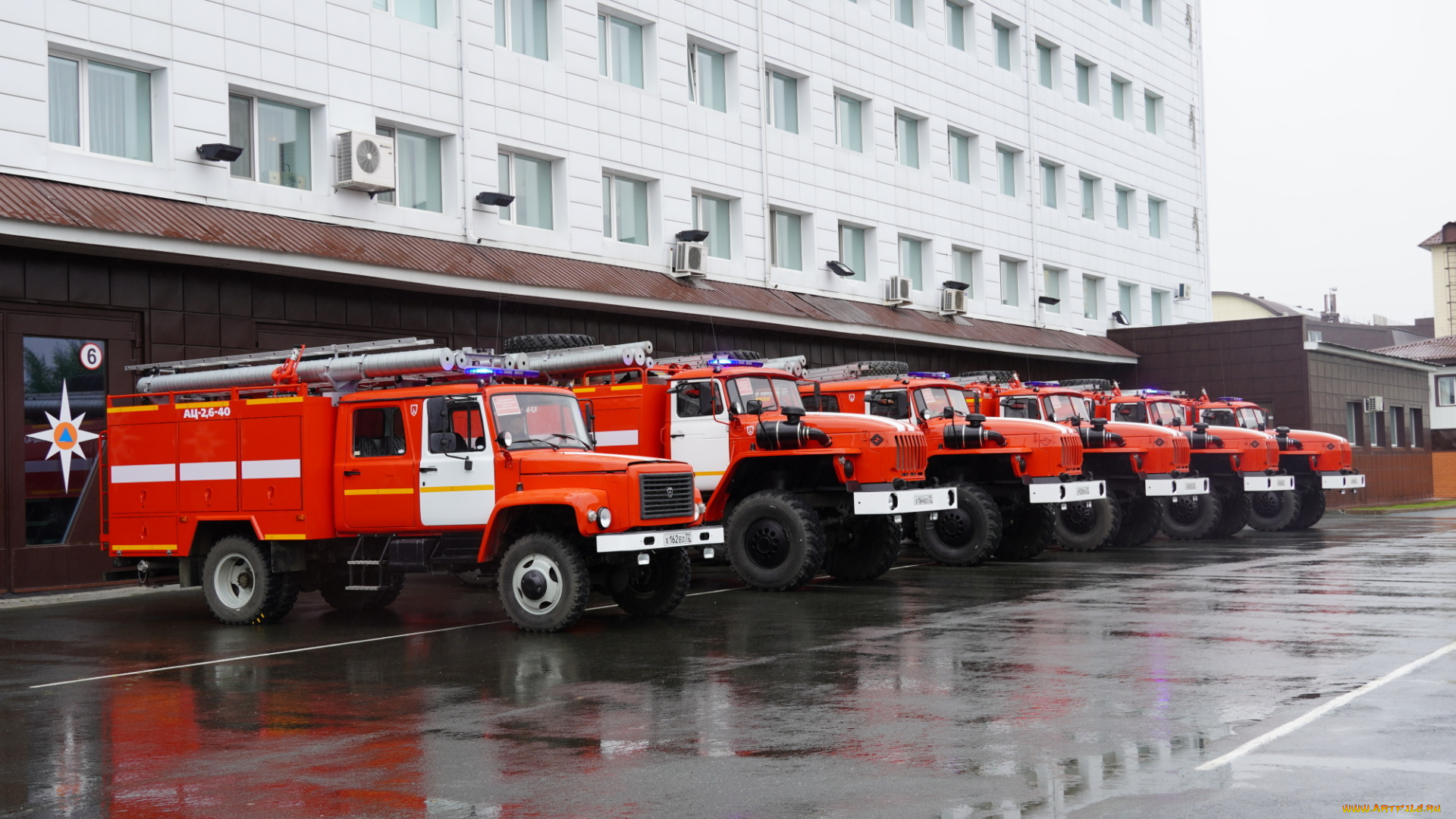 автомобили, разные, вместе, пoжарная, часть, мчс, газ, урал