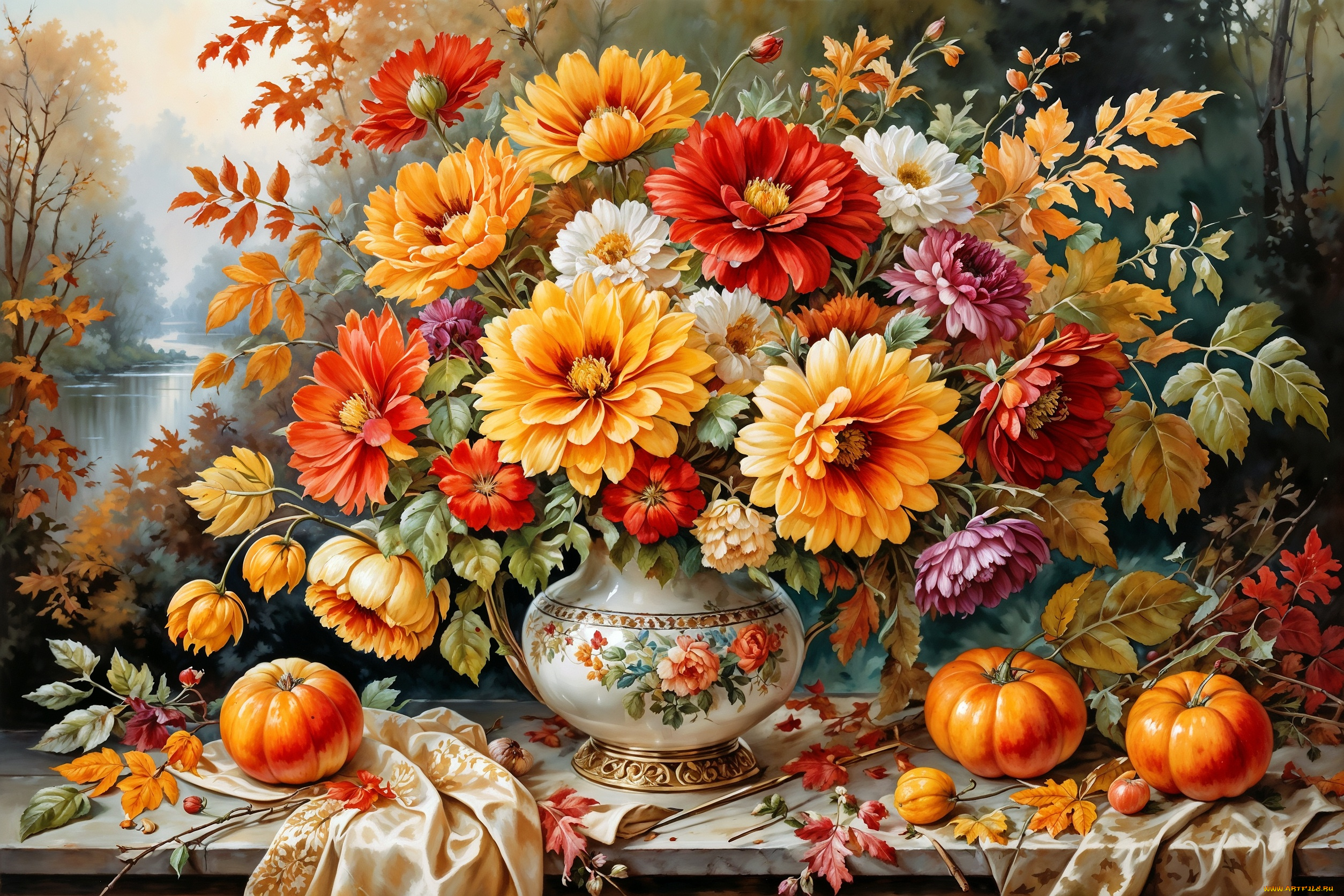 рисованное, живопись, цветы