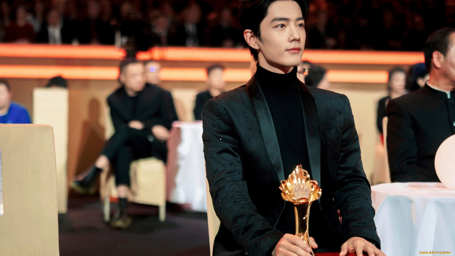 мужчины, xiao, zhan, актер, пиджак, награда, зал, люди